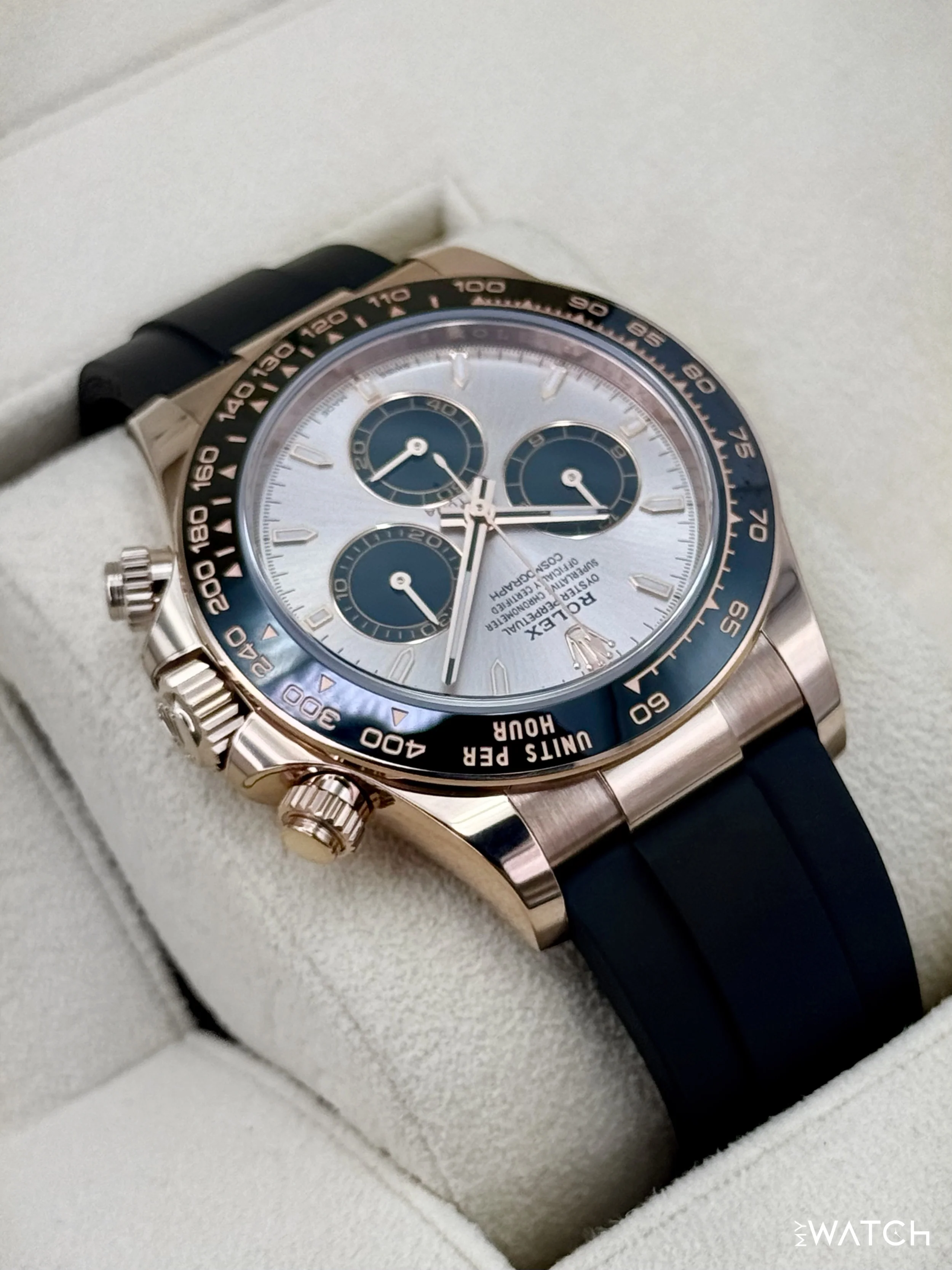 2025 Rolex Daytona 40mm 126515LN Rose Gold Oysterflex Sundust Dial - Image 8