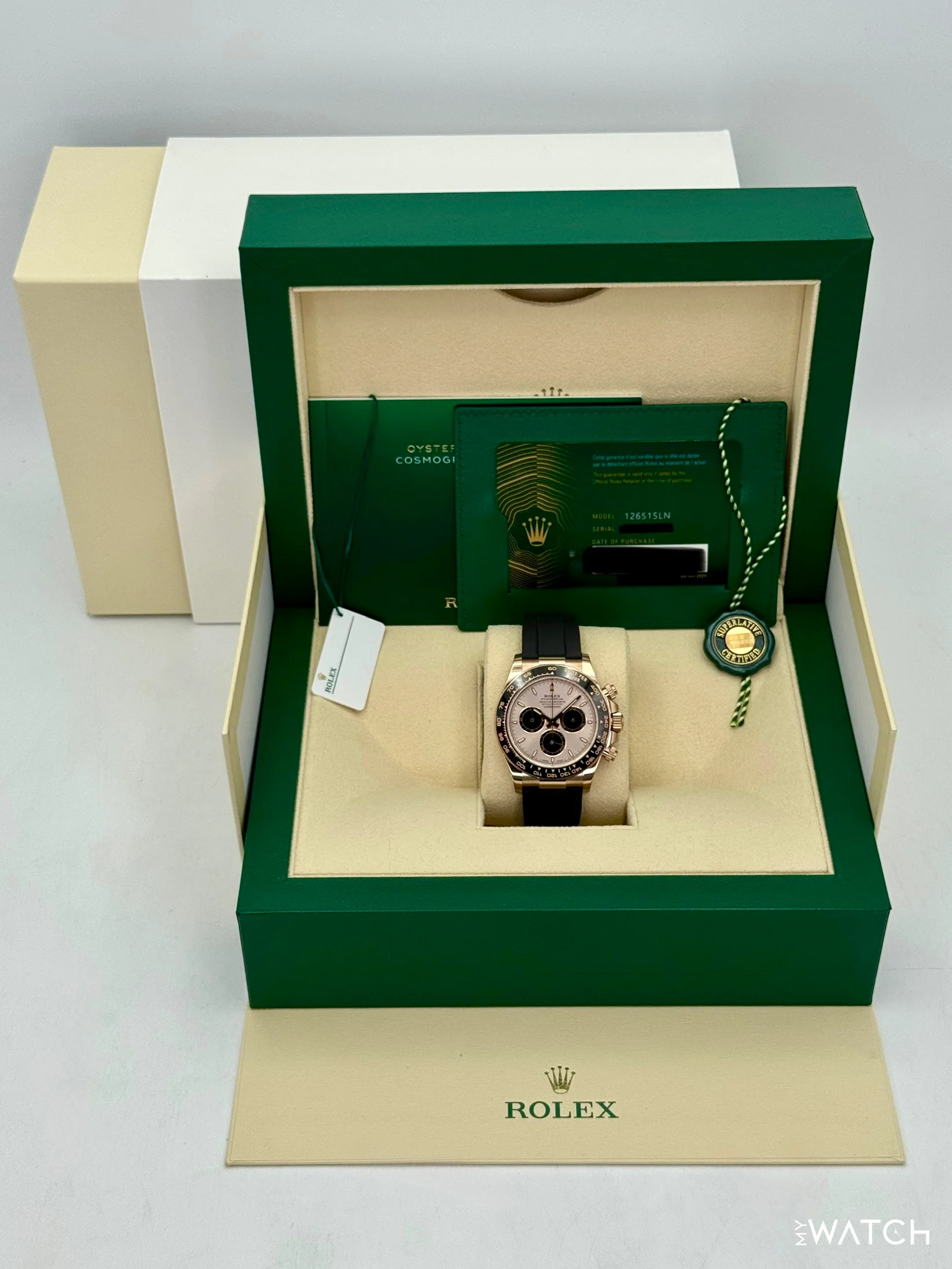 2025 Rolex Daytona 40mm 126515LN Rose Gold Oysterflex Sundust Dial - Image 9