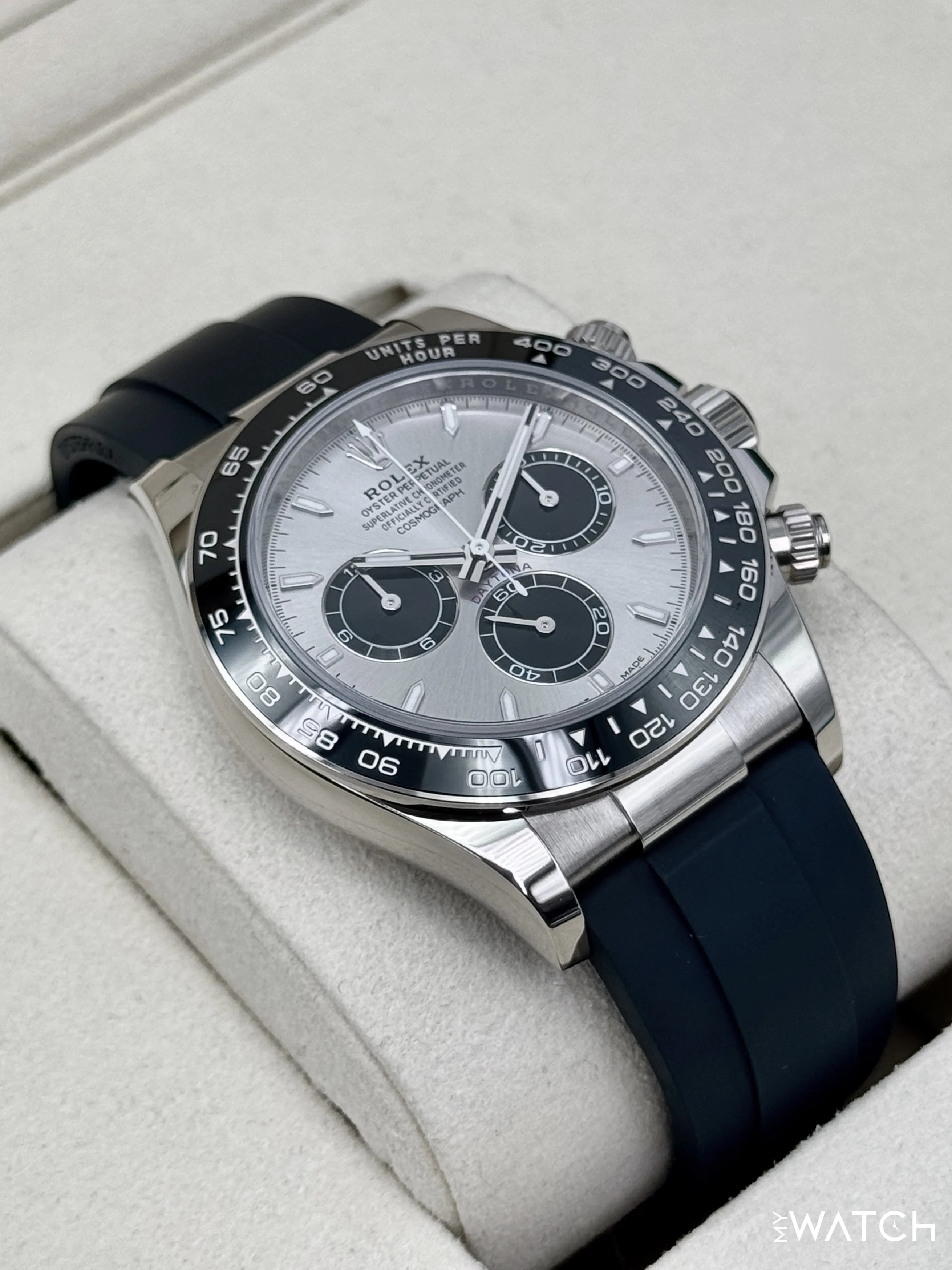 2025 Rolex Daytona 40mm 126519LN White Gold Oysterflex Silver Ghost Dial - Image 6
