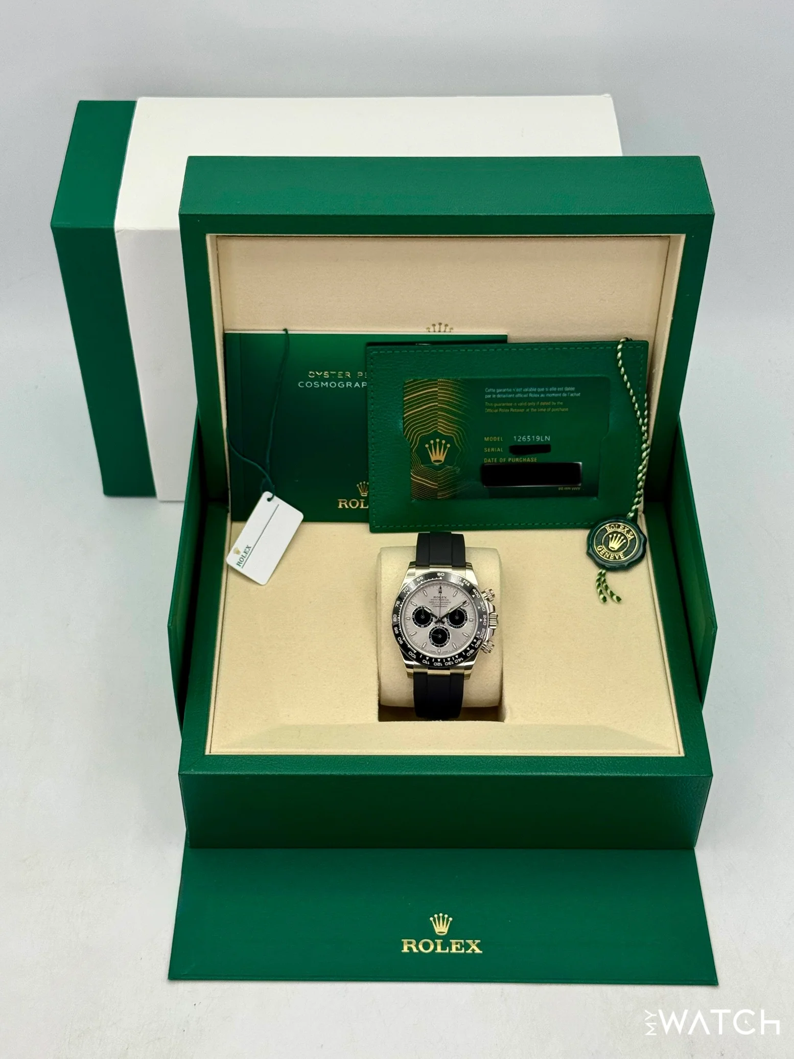 2025 Rolex Daytona 40mm 126519LN White Gold Oysterflex Silver Ghost Dial - Image 9