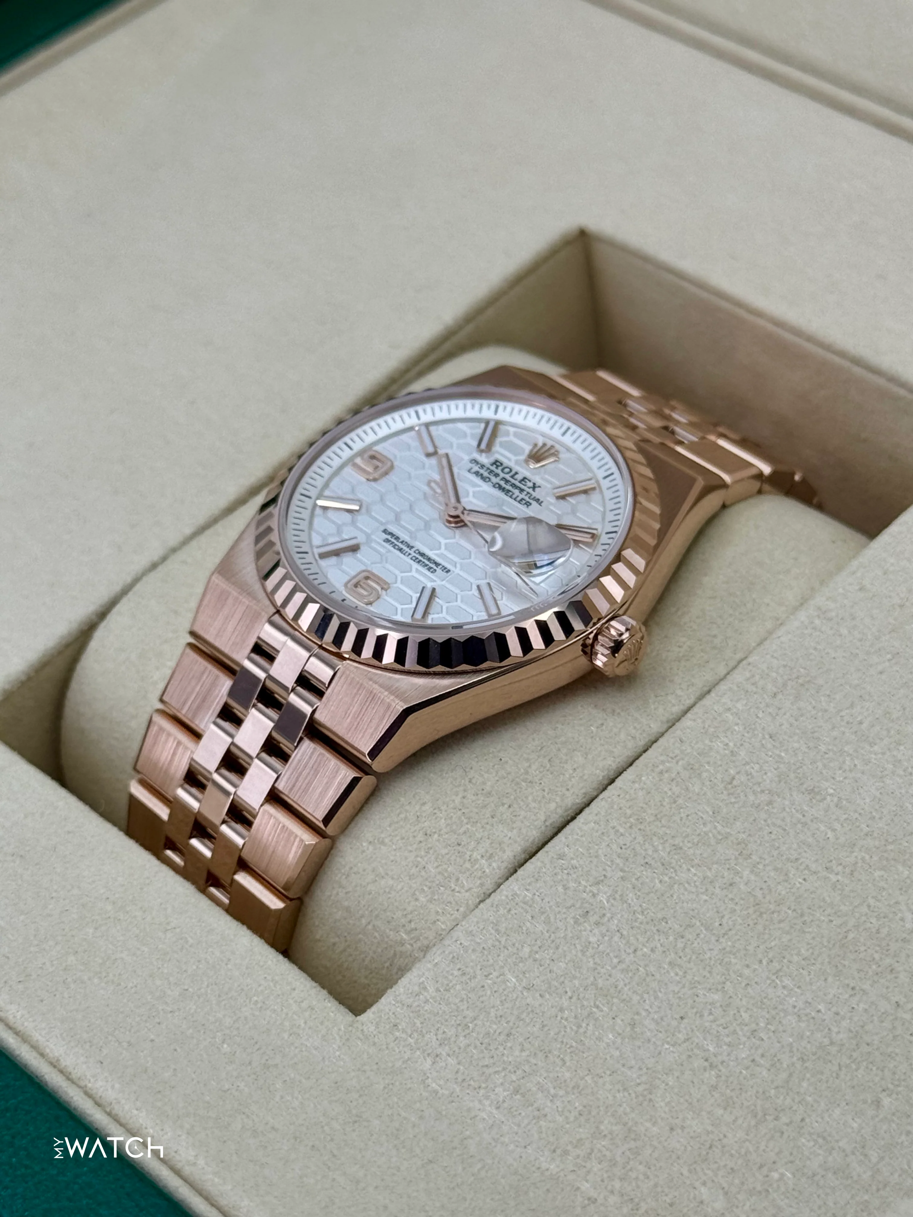 2025 Rolex Land-Dweller 36mm 127235 Rose Gold Flat Jubilee White Dial - Image 3