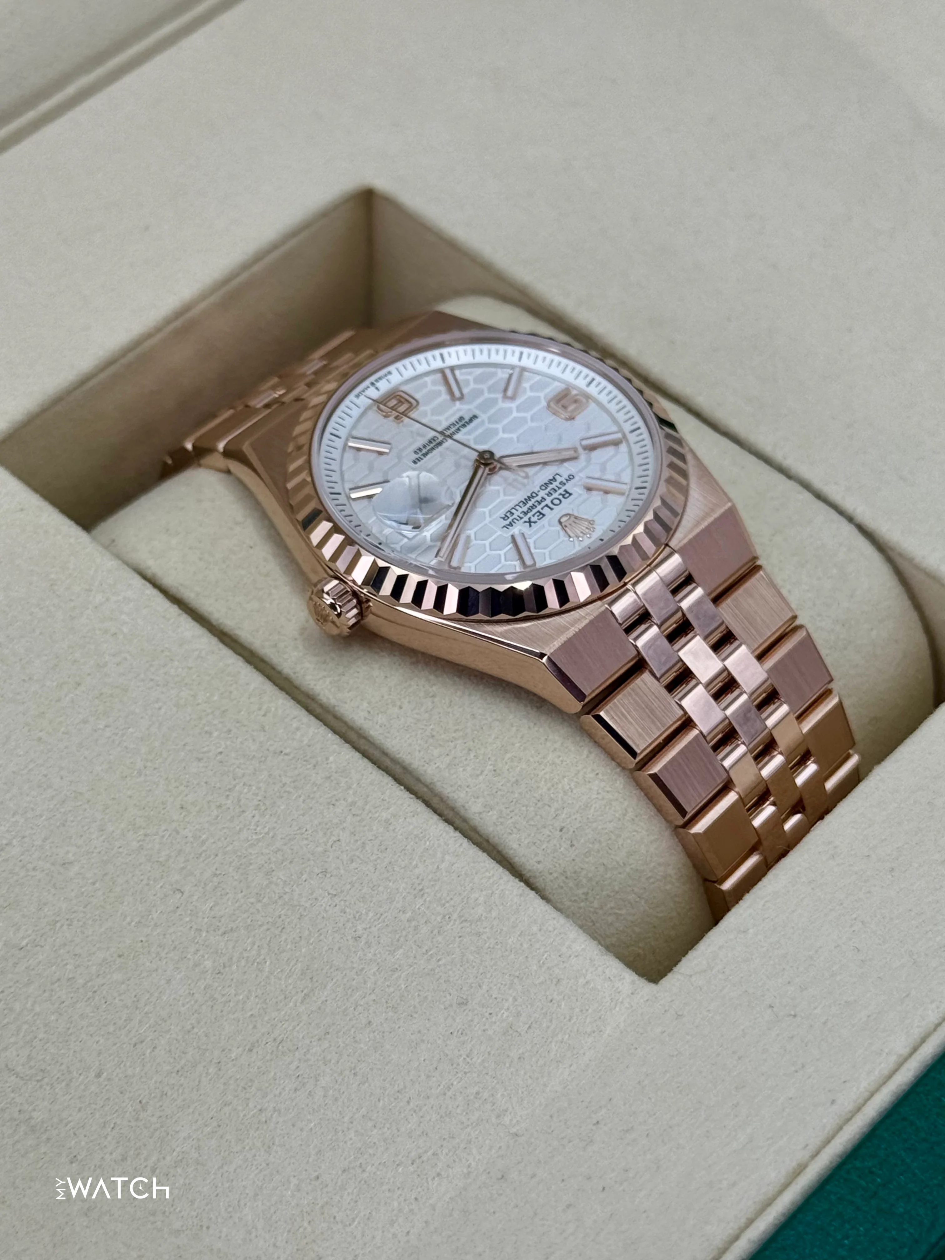 2025 Rolex Land-Dweller 36mm 127235 Rose Gold Flat Jubilee White Dial - Image 6