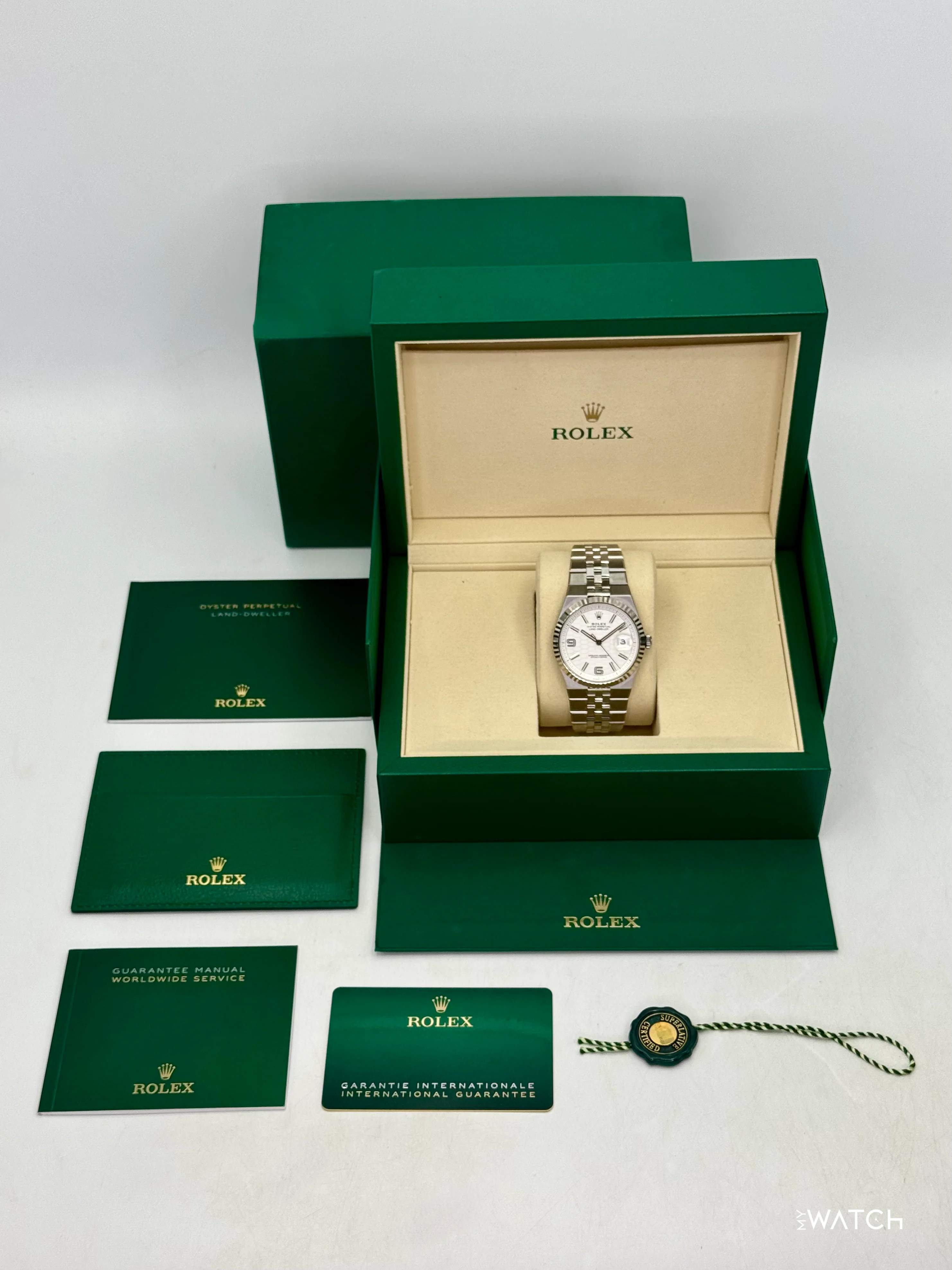 2025 Rolex Land-Dweller 40mm 127334 Stainless Steel Jubilee White Dial - Image 11