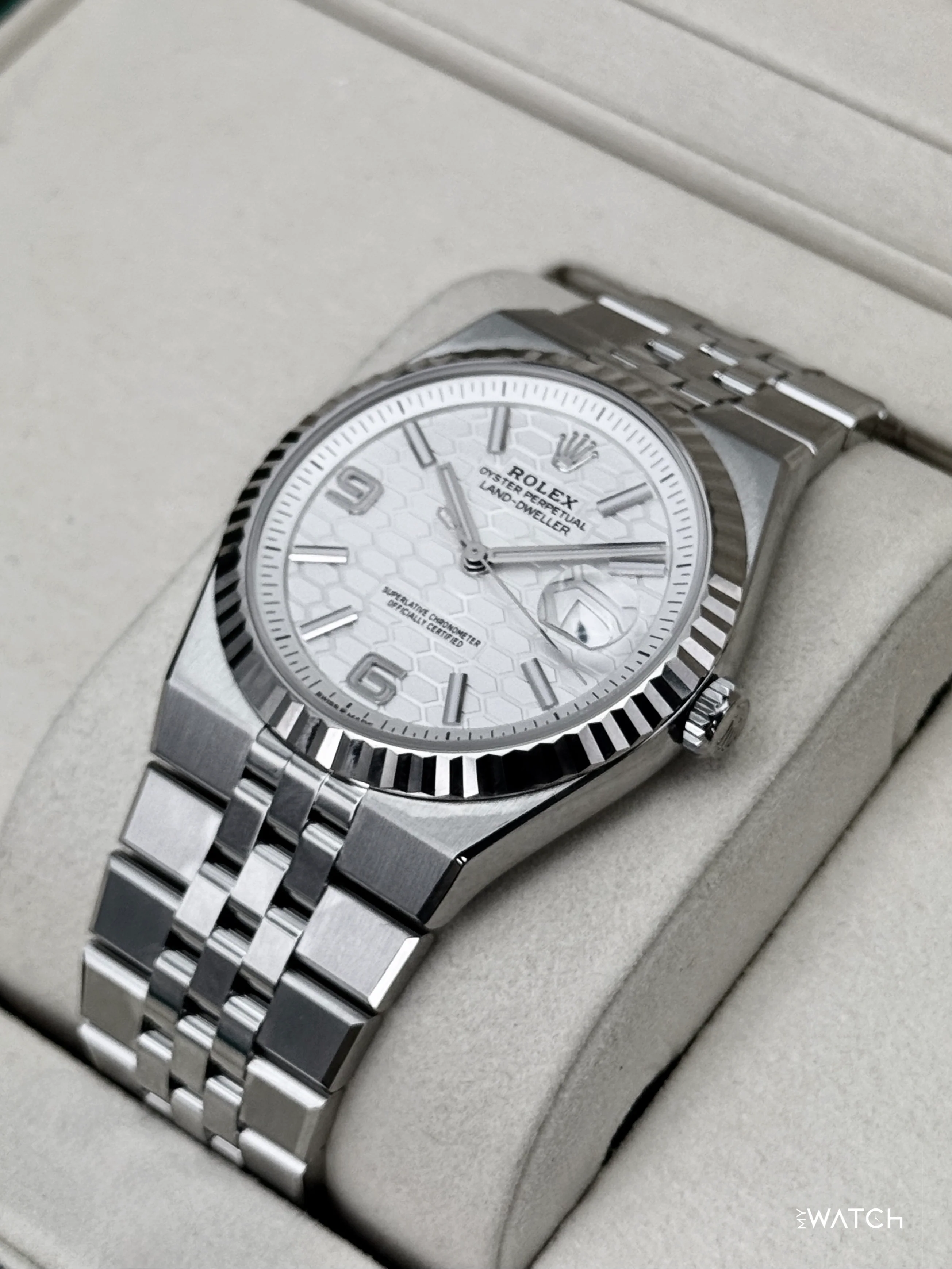 2025 Rolex Land-Dweller 40mm 127334 Stainless Steel Jubilee White Dial - Image 5