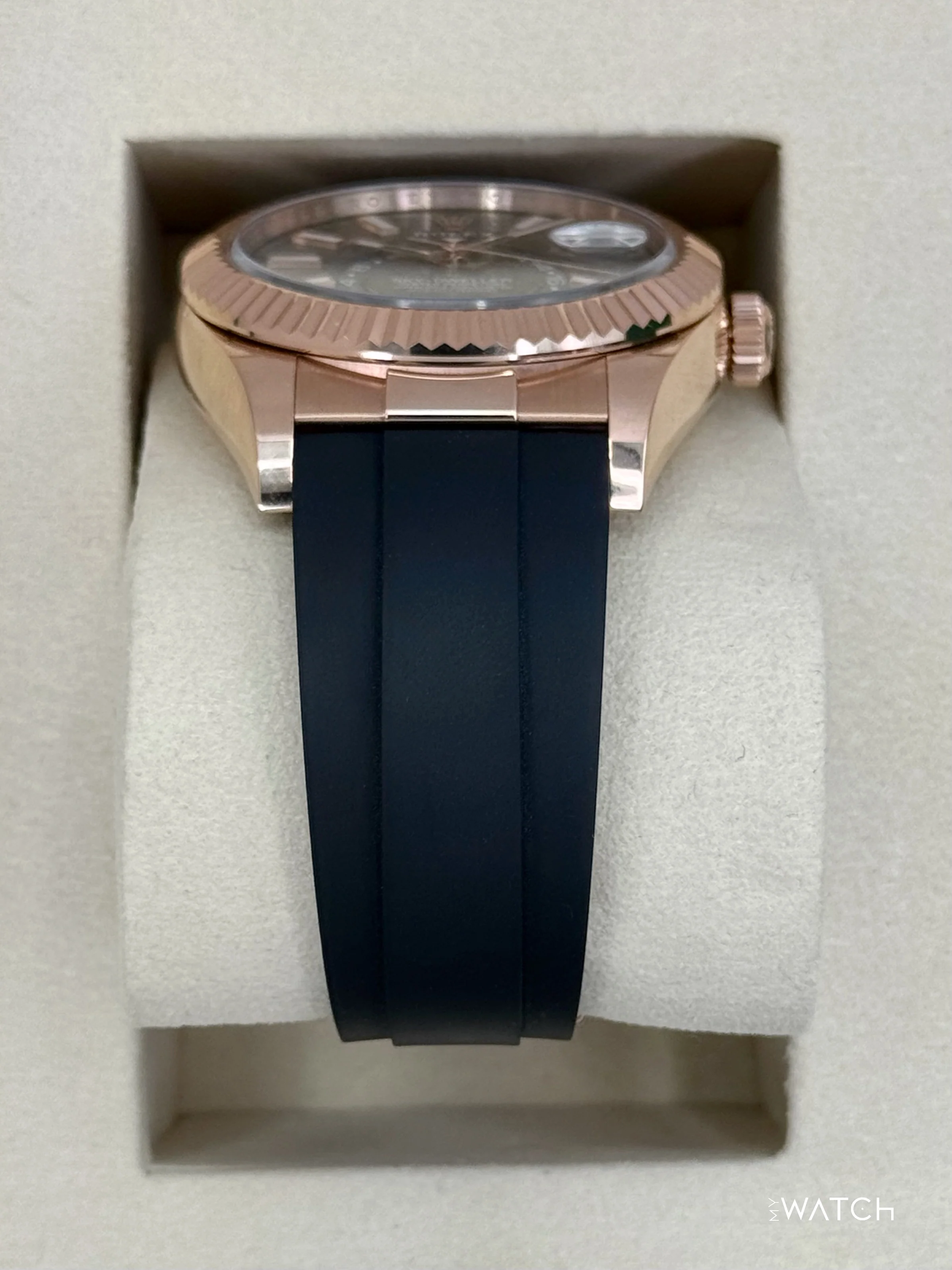 2025 Rolex Sky-Dweller 336235 Rose Gold Oysterflex Rhodium Dial - Image 3