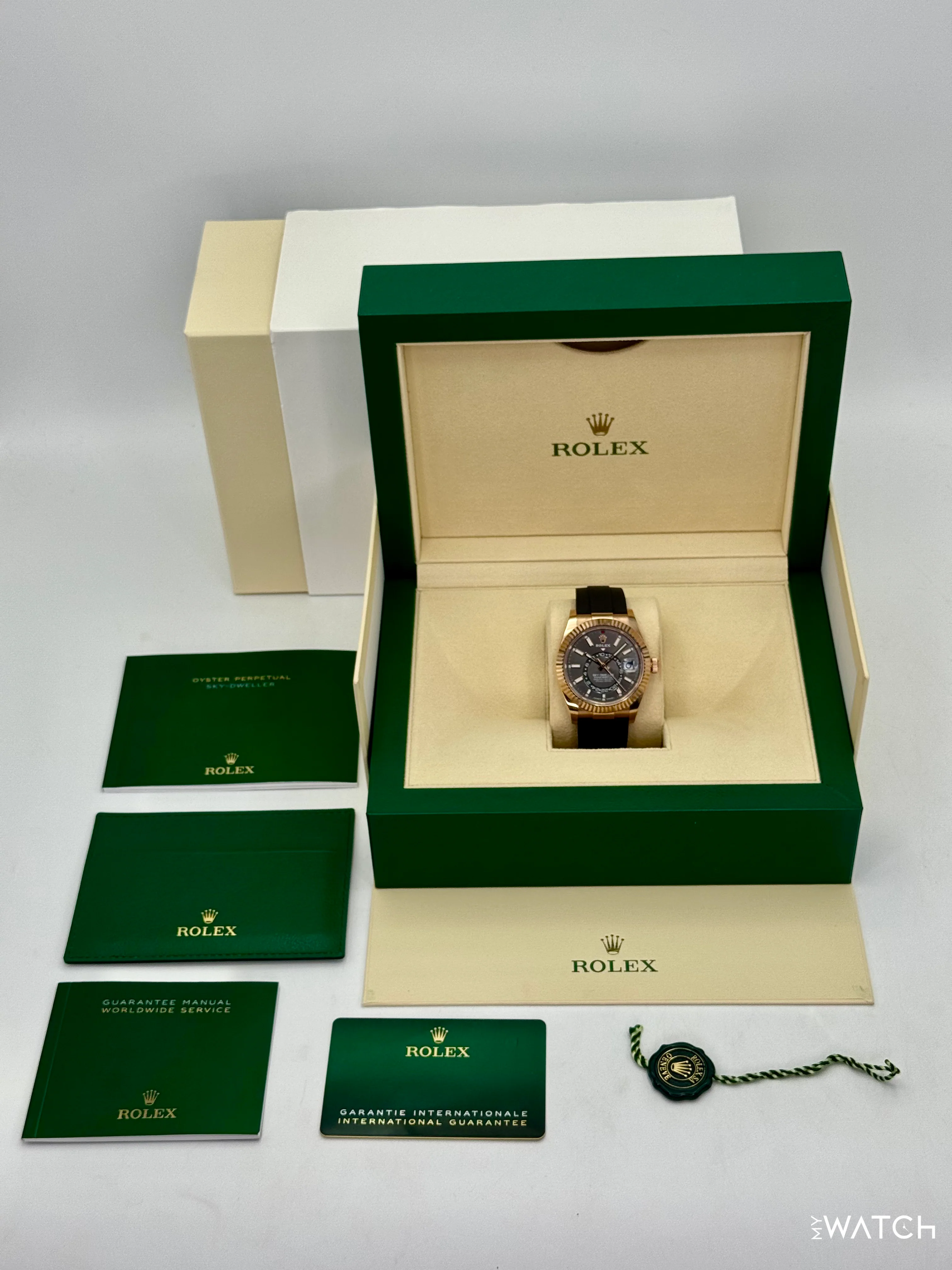2025 Rolex Sky-Dweller 336235 Rose Gold Oysterflex Rhodium Dial - Image 8