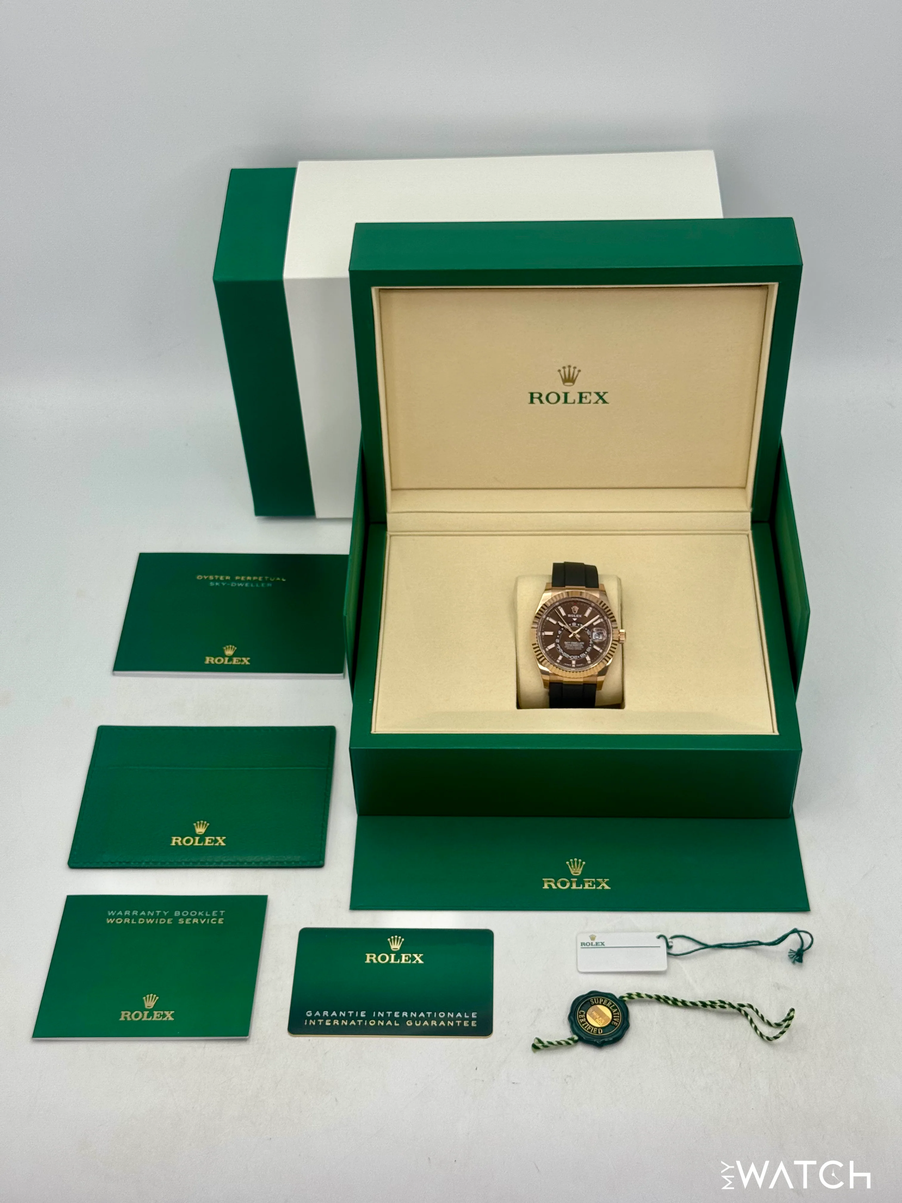 2025 Rolex Sky-Dweller 42mm 336235 Rose Gold Oysterflex Chocolate Dial - Image 10