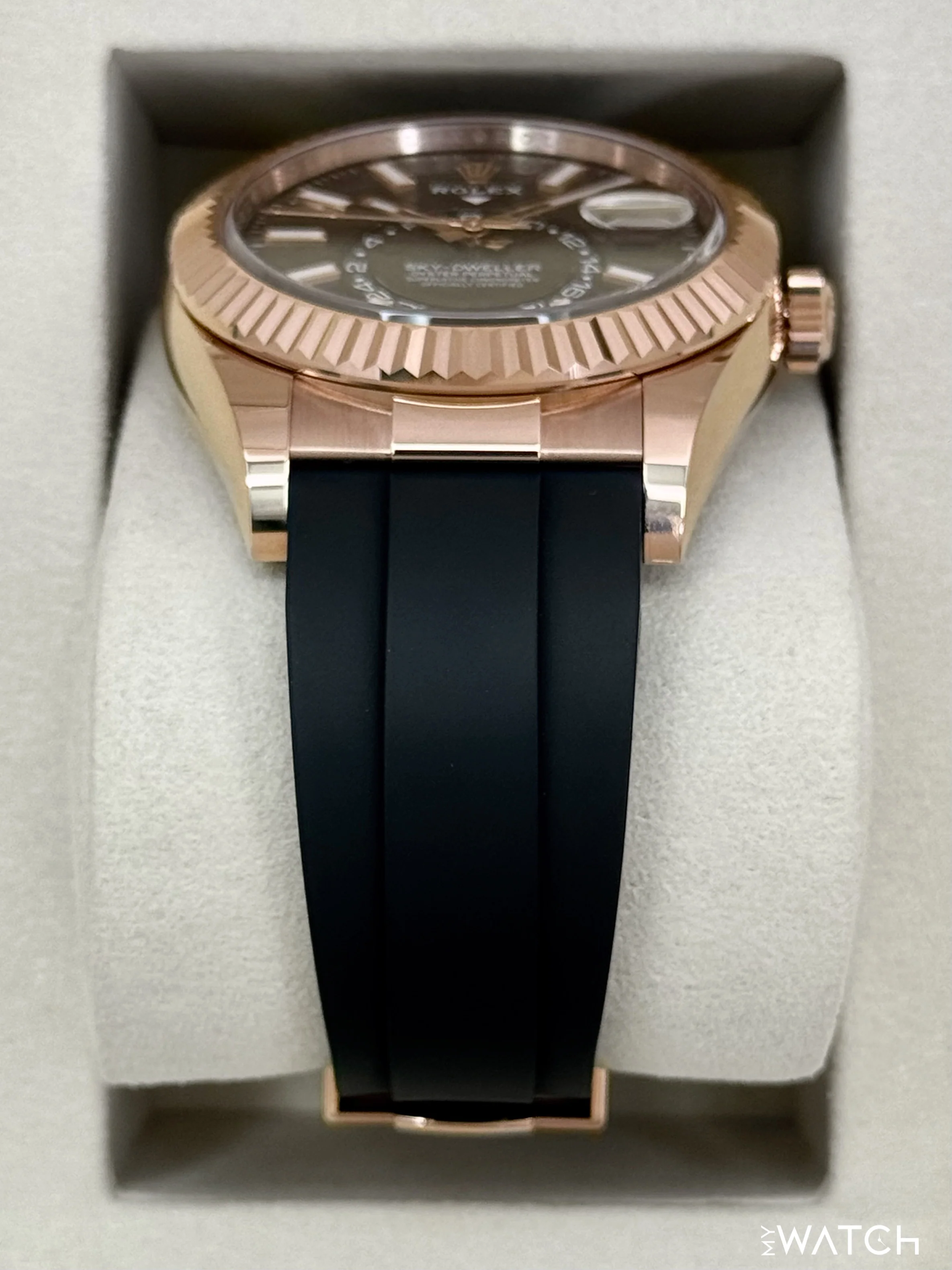 2025 Rolex Sky-Dweller 42mm 336235 Rose Gold Oysterflex Chocolate Dial - Image 3