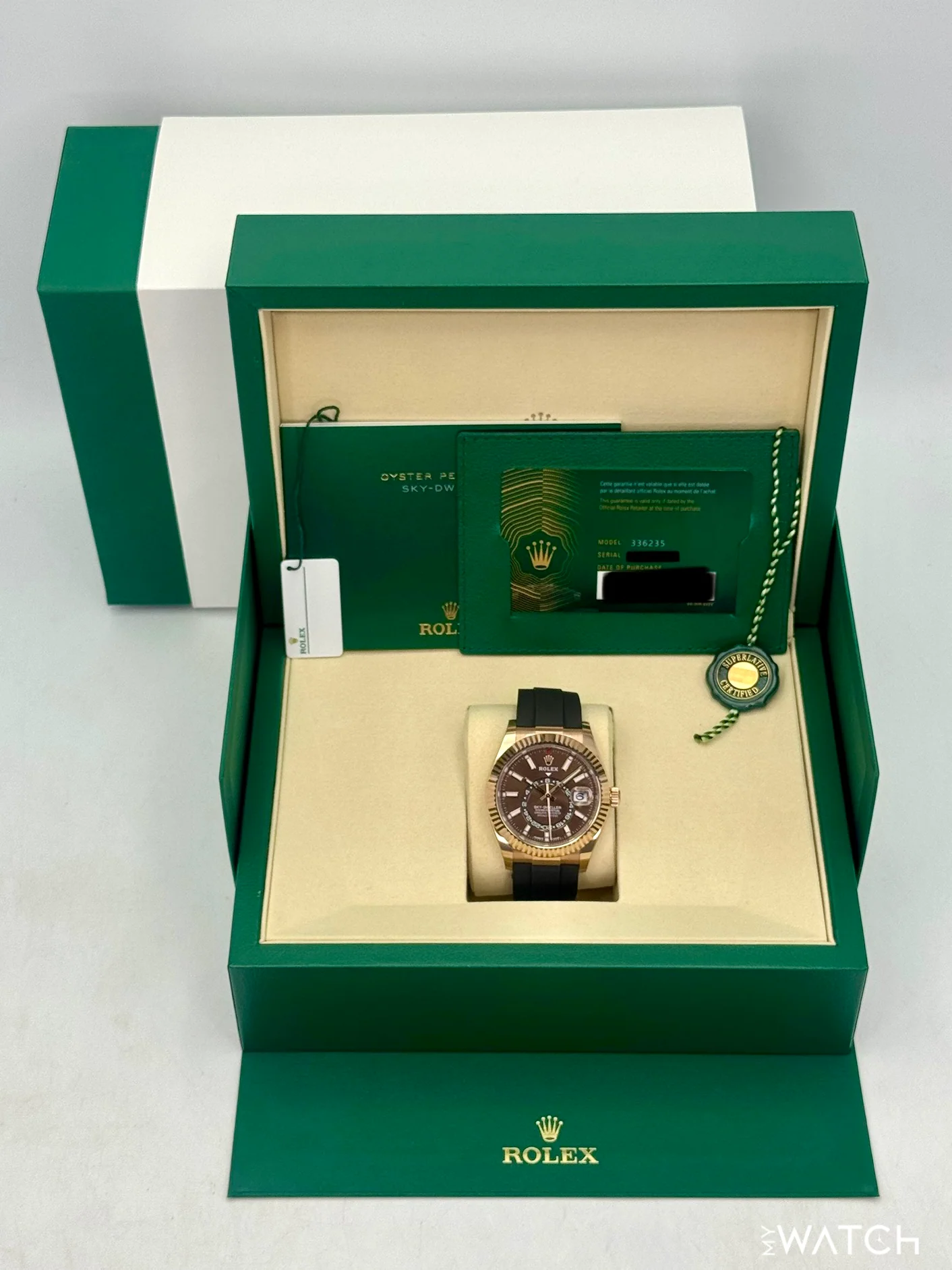 2025 Rolex Sky-Dweller 42mm 336235 Rose Gold Oysterflex Chocolate Dial - Image 9