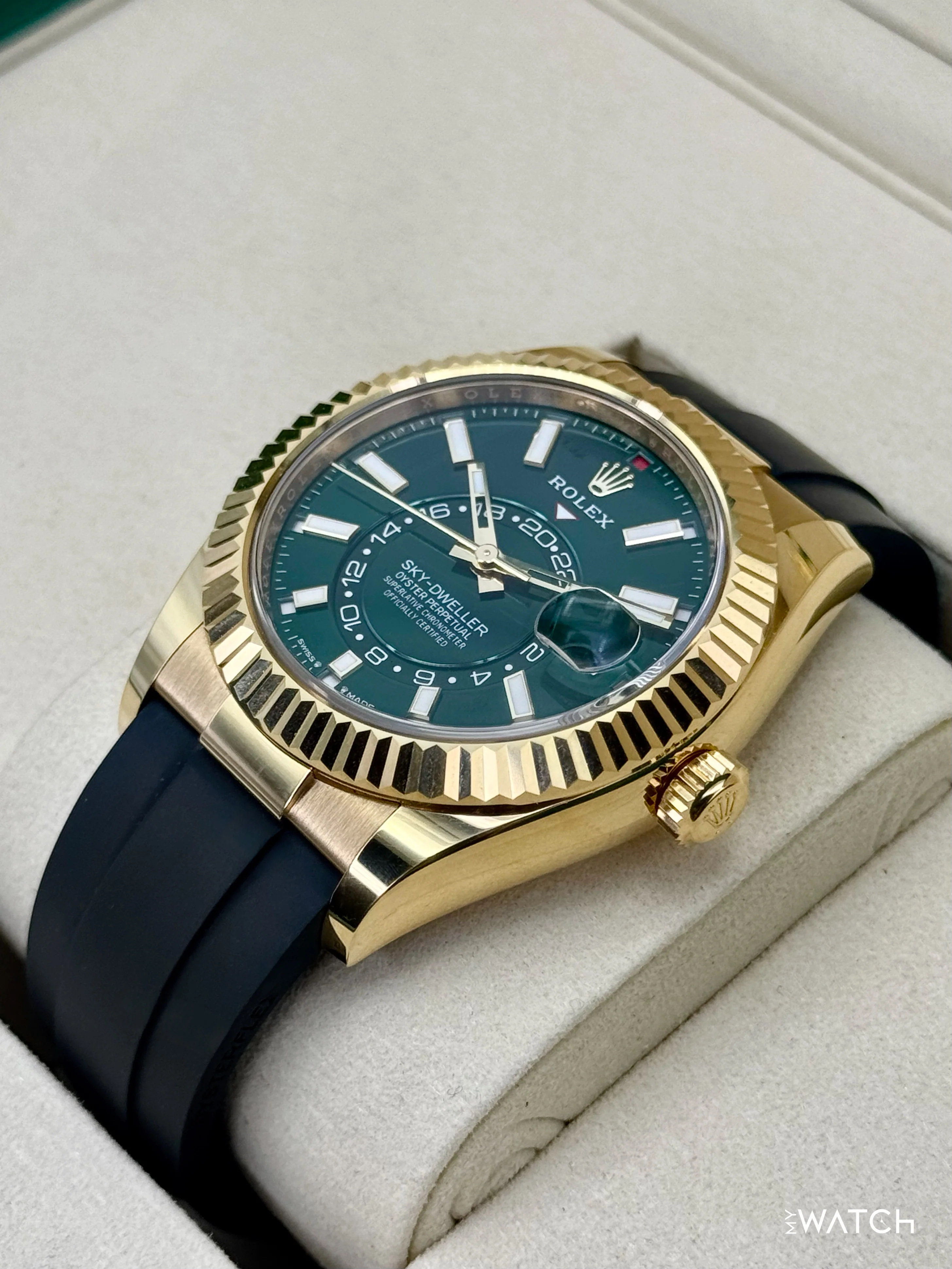2025 Rolex Sky-Dweller 42mm 336238 Yellow Gold Oysterflex Green Dial - Image 5