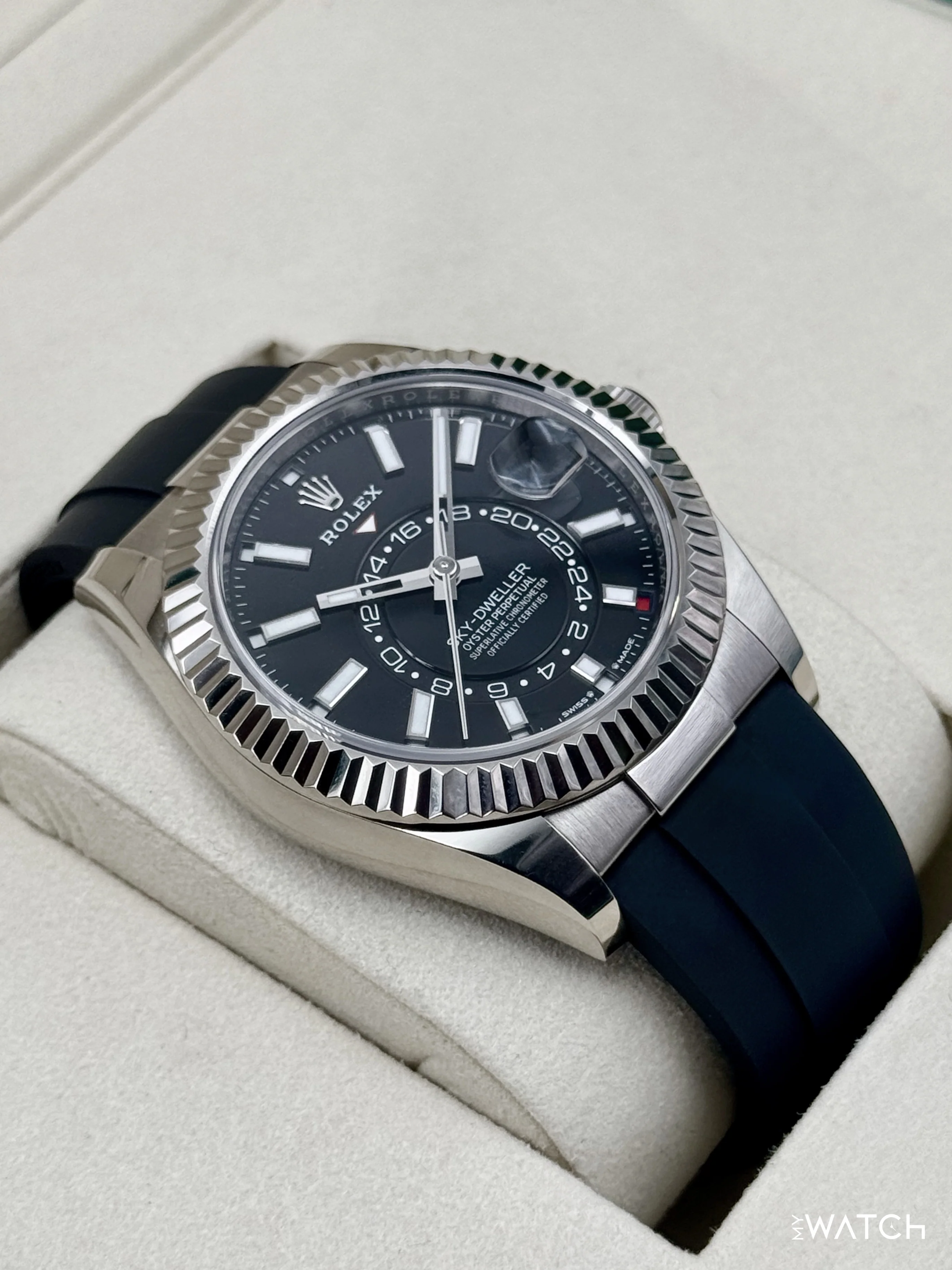 2025 Rolex Sky-Dweller 42mm 336239 White Gold Oysterflex Black Dial - Image 6