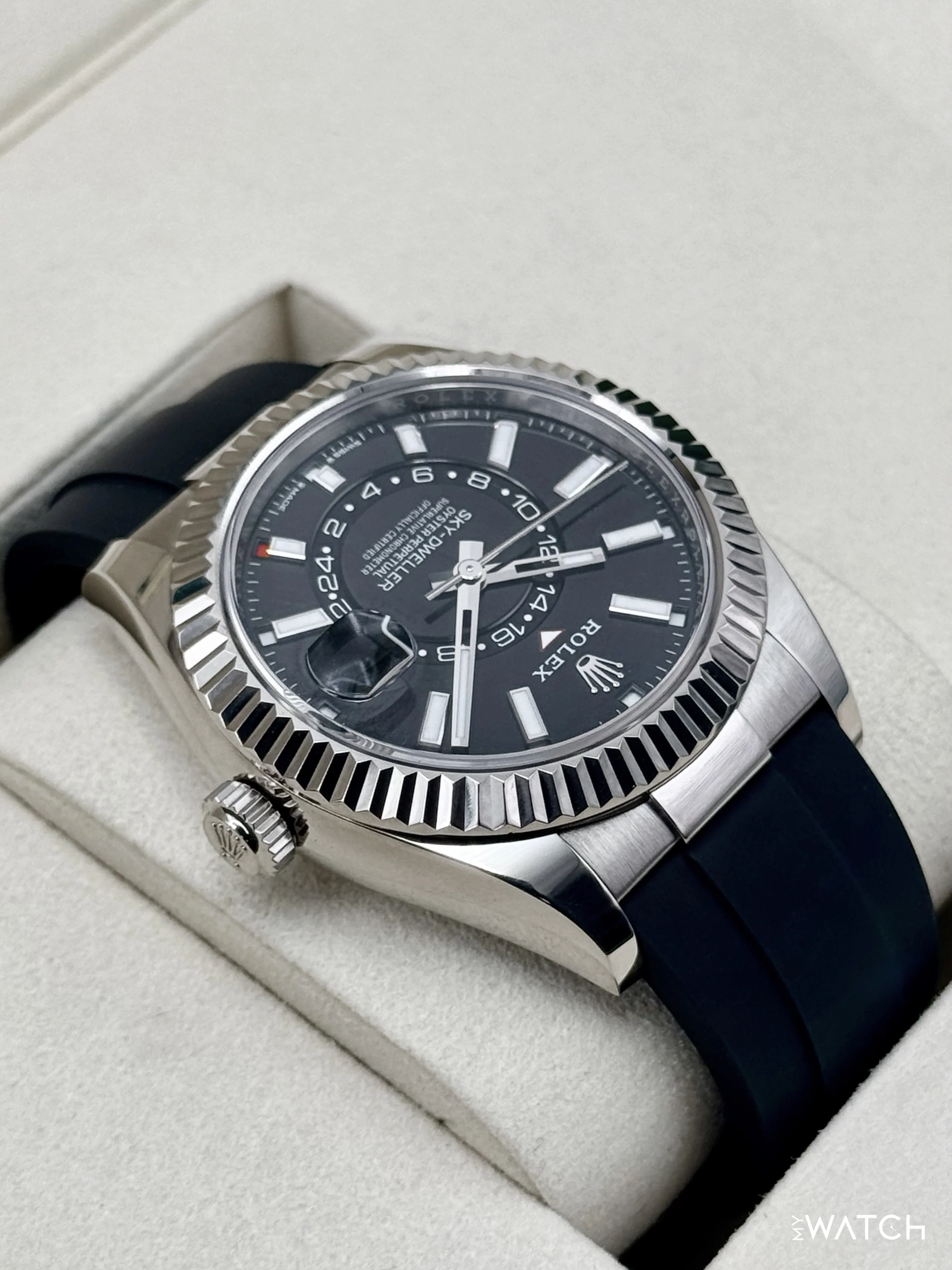 2025 Rolex Sky-Dweller 42mm 336239 White Gold Oysterflex Black Dial - Image 8