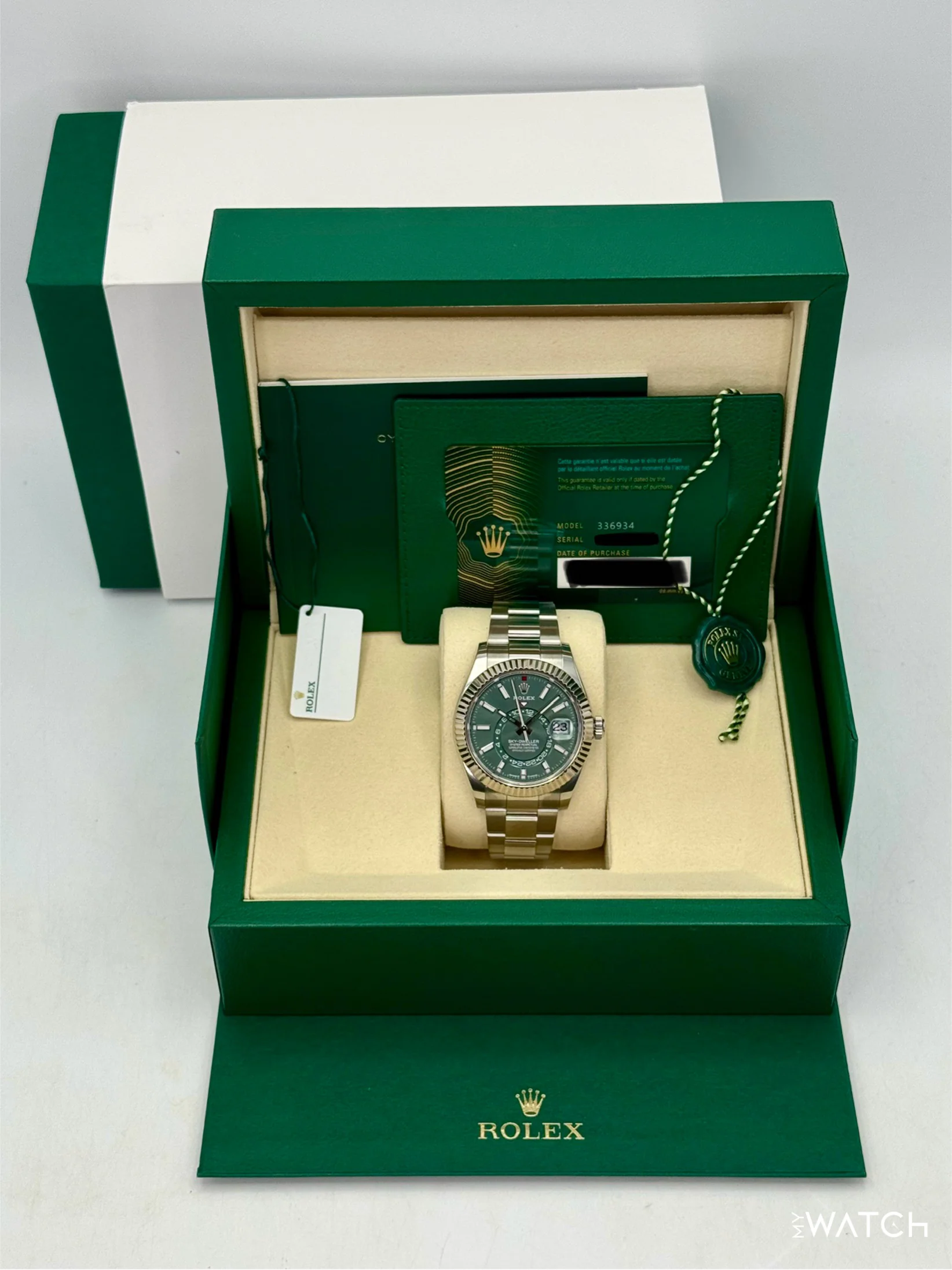 2025 Rolex Sky-Dweller 42mm 336934 Stainless Steel Oyster Green Dial - Image 9