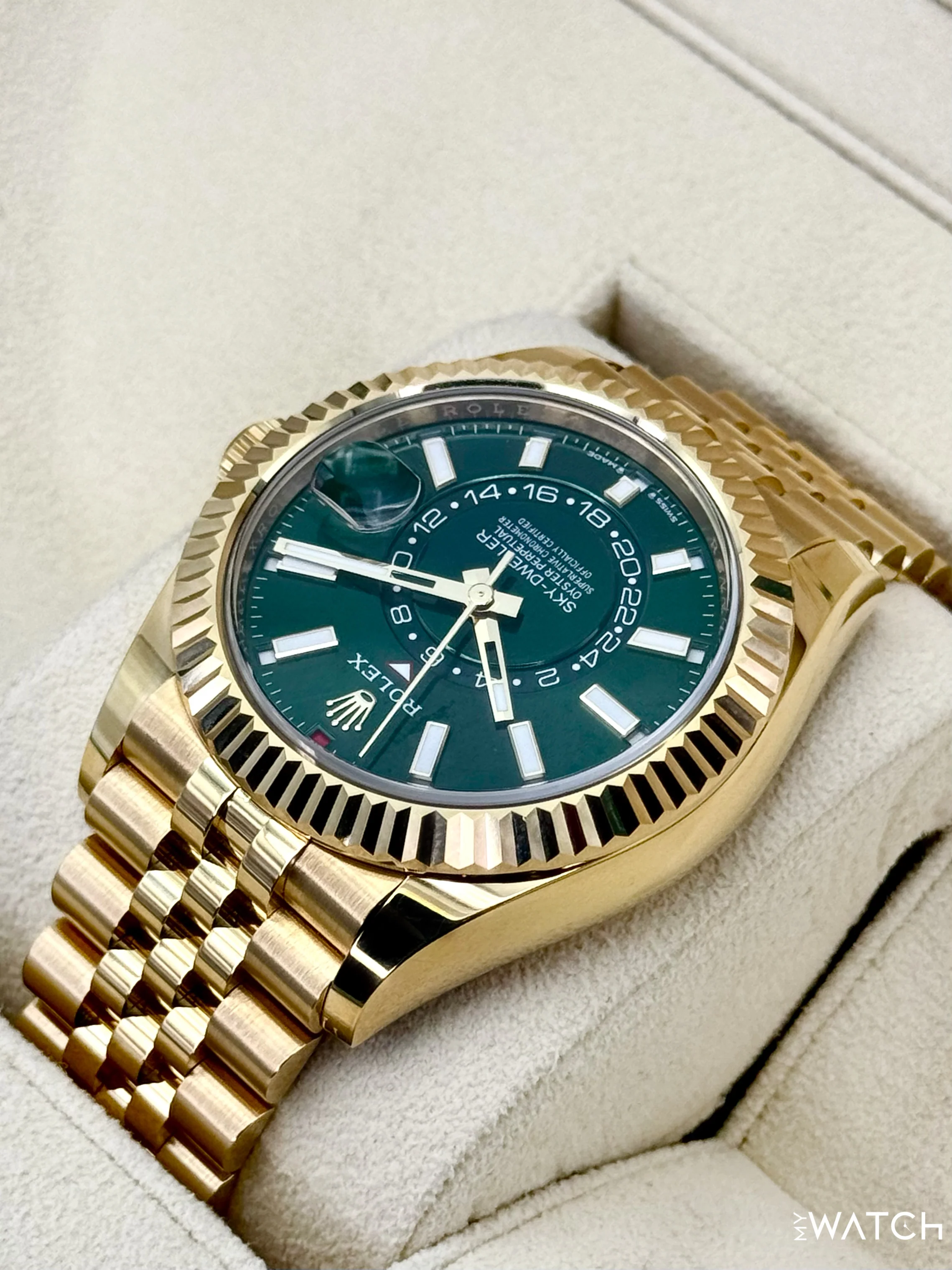 2025 Rolex Sky-Dweller 42mm 336938 Yellow Gold Jubilee Green Dial - Image 7