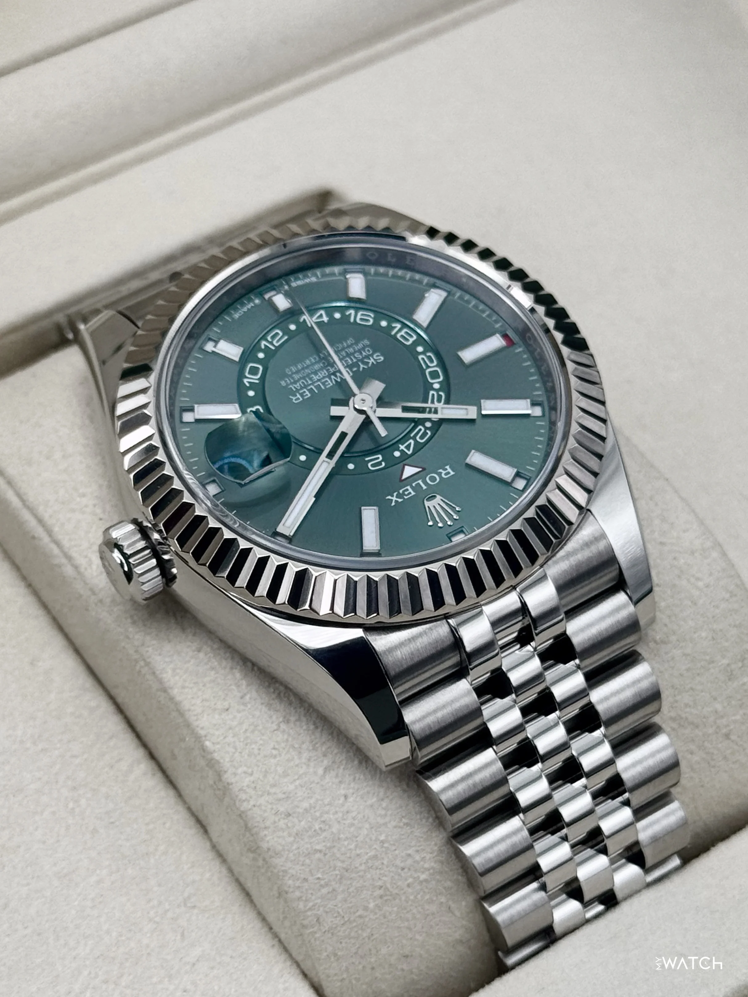 2026 Rolex Sky-Dweller 42mm 336934 Stainless Steel Jubilee Green Dial - Image 8
