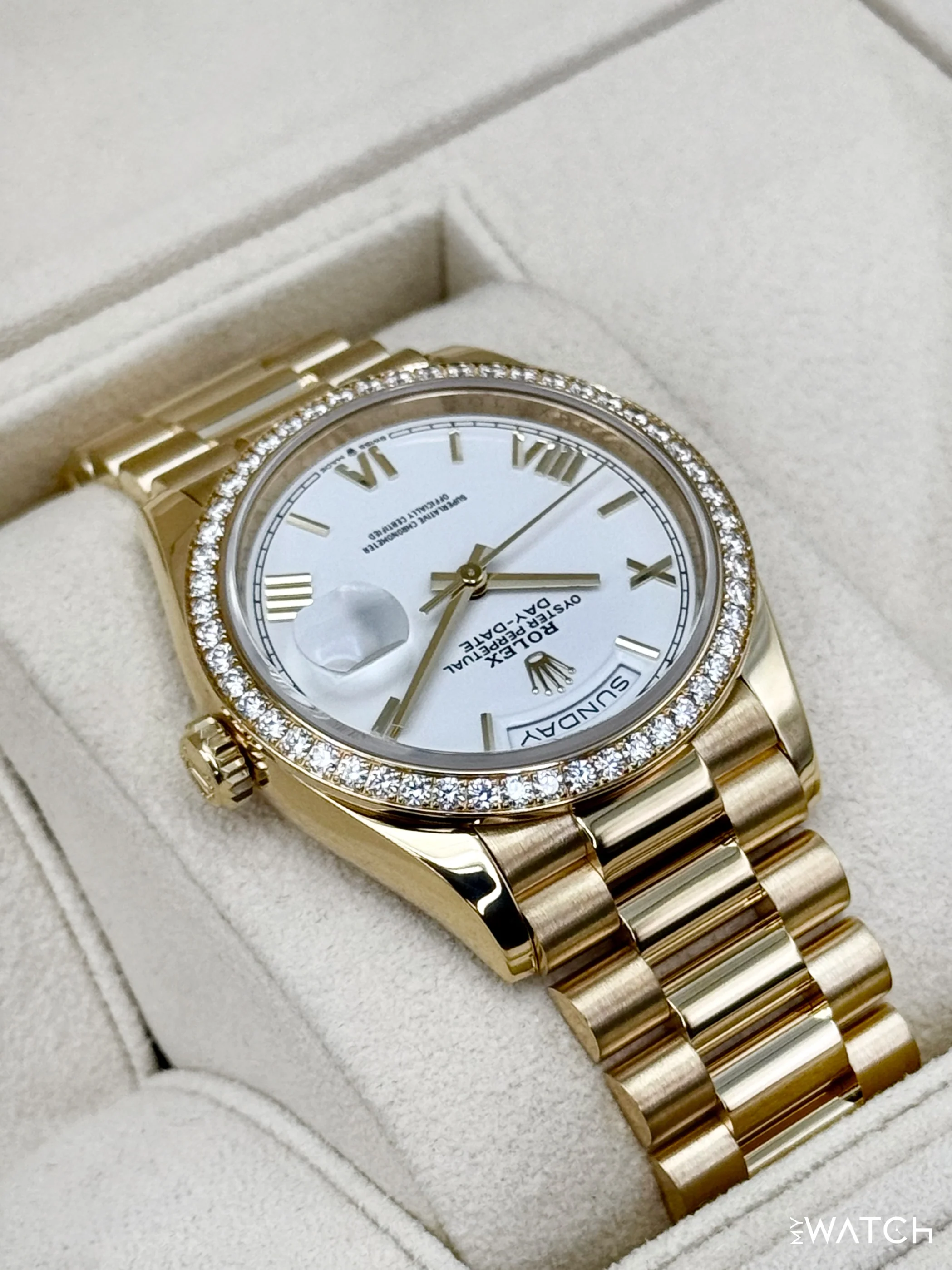 2024 Rolex Day-Date 36mm 128348RBR Presidential Yellow Gold White Dial - Image 8