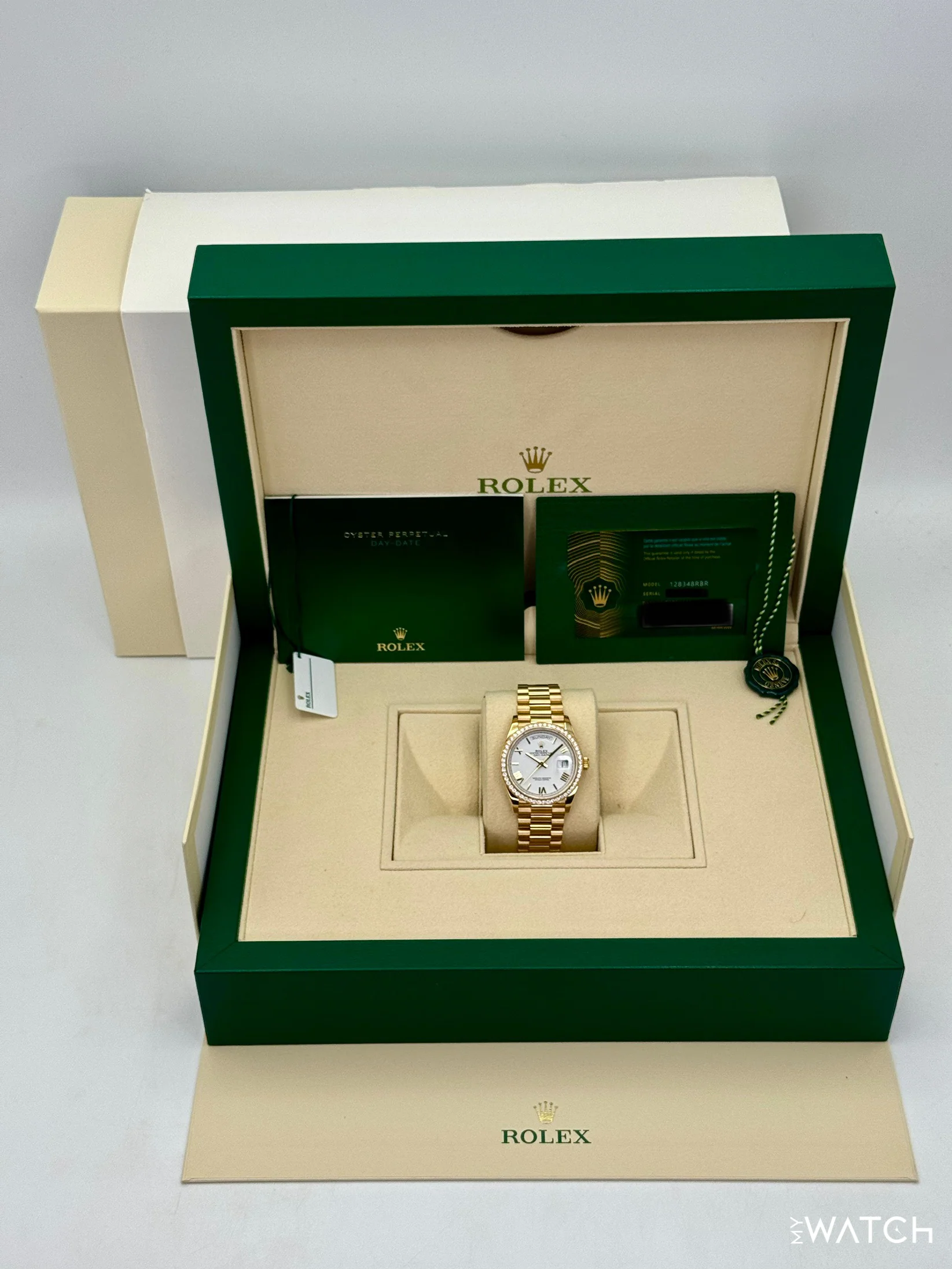 2024 Rolex Day-Date 36mm 128348RBR Presidential Yellow Gold White Dial - Image 9