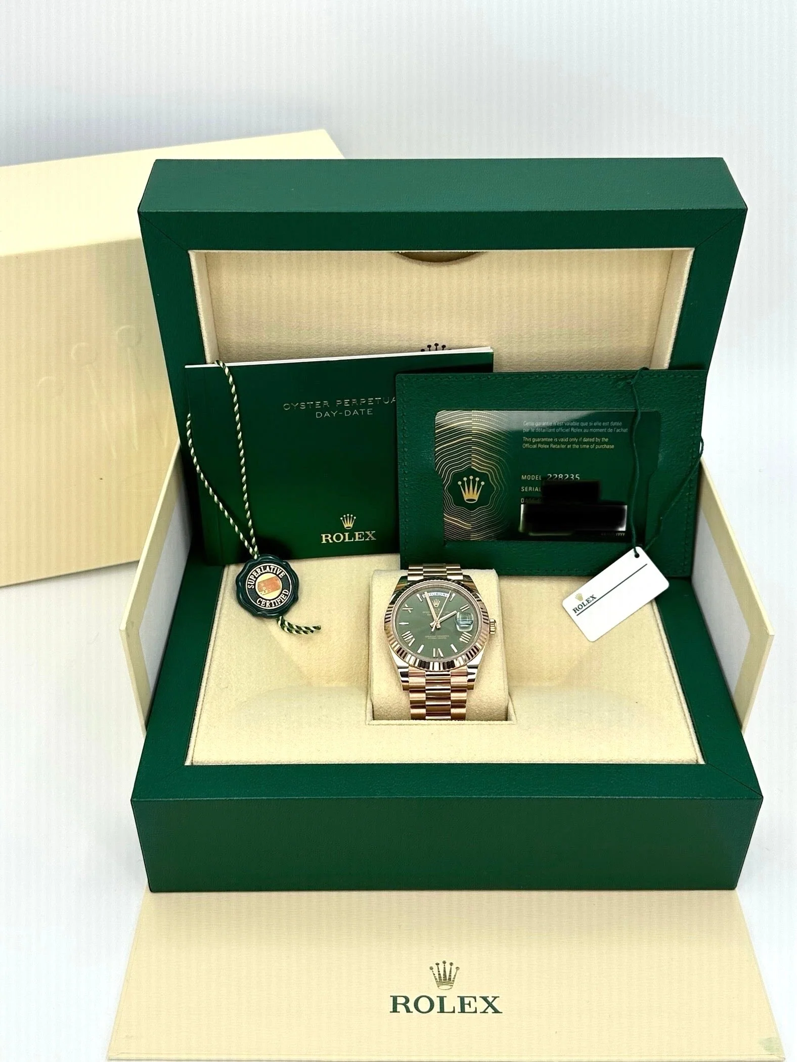 NEW 2024 Rolex Day-Date 40mm 228235 Presidential Rose Gold Olive Dial - Image 12