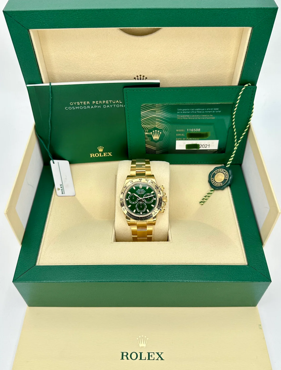 NEW 2021 Rolex Daytona "John Mayer" 40mm 116508 Yellow Gold Green Dial - Image 11