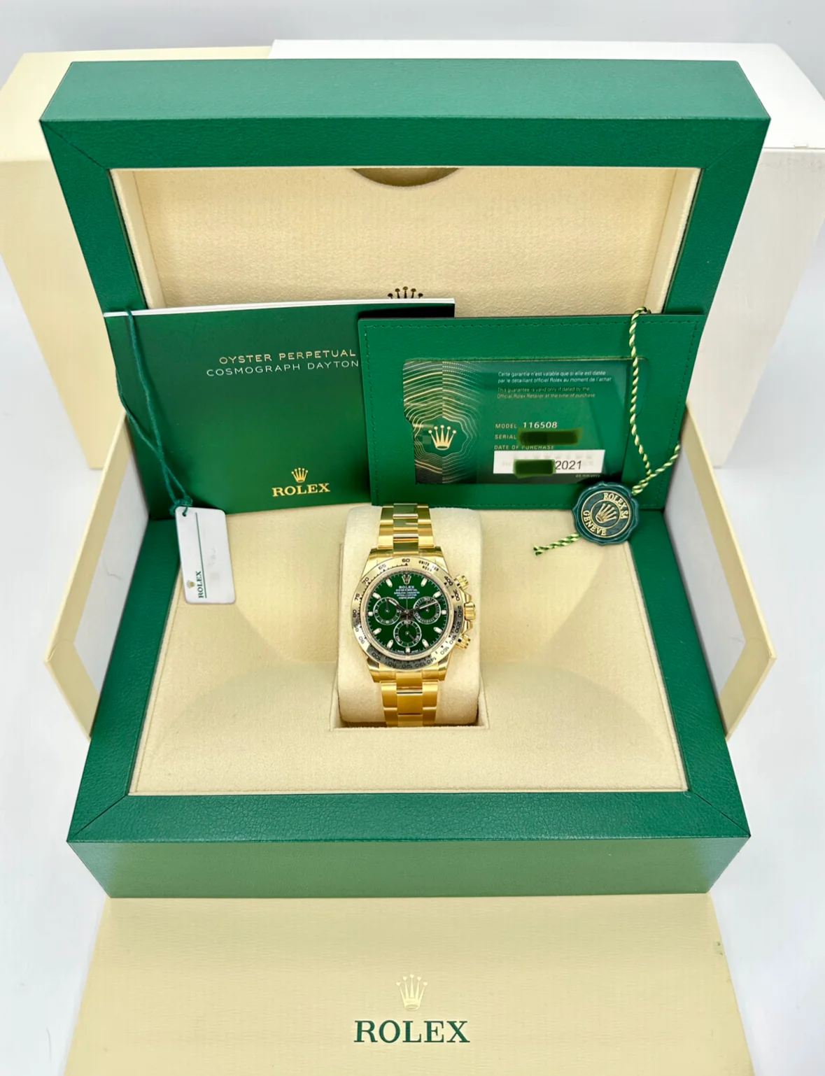 NEW 2021 Rolex Daytona "John Mayer" 40mm 116508 Yellow Gold Green Dial - Image 12
