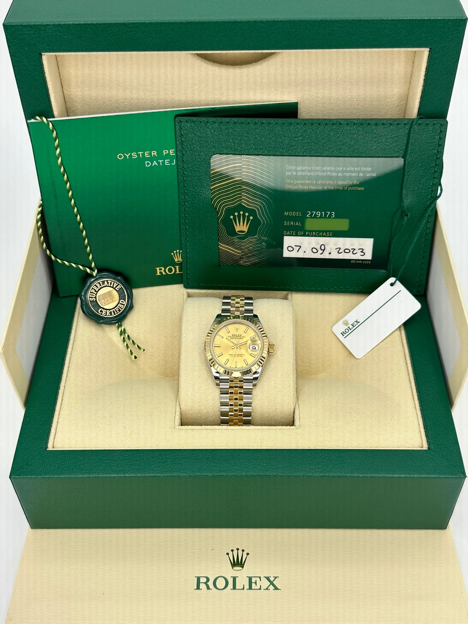 NEW 2023 Lady-Datejust 28mm 279173 Two-Tone Gold Stick Dial - Image 11