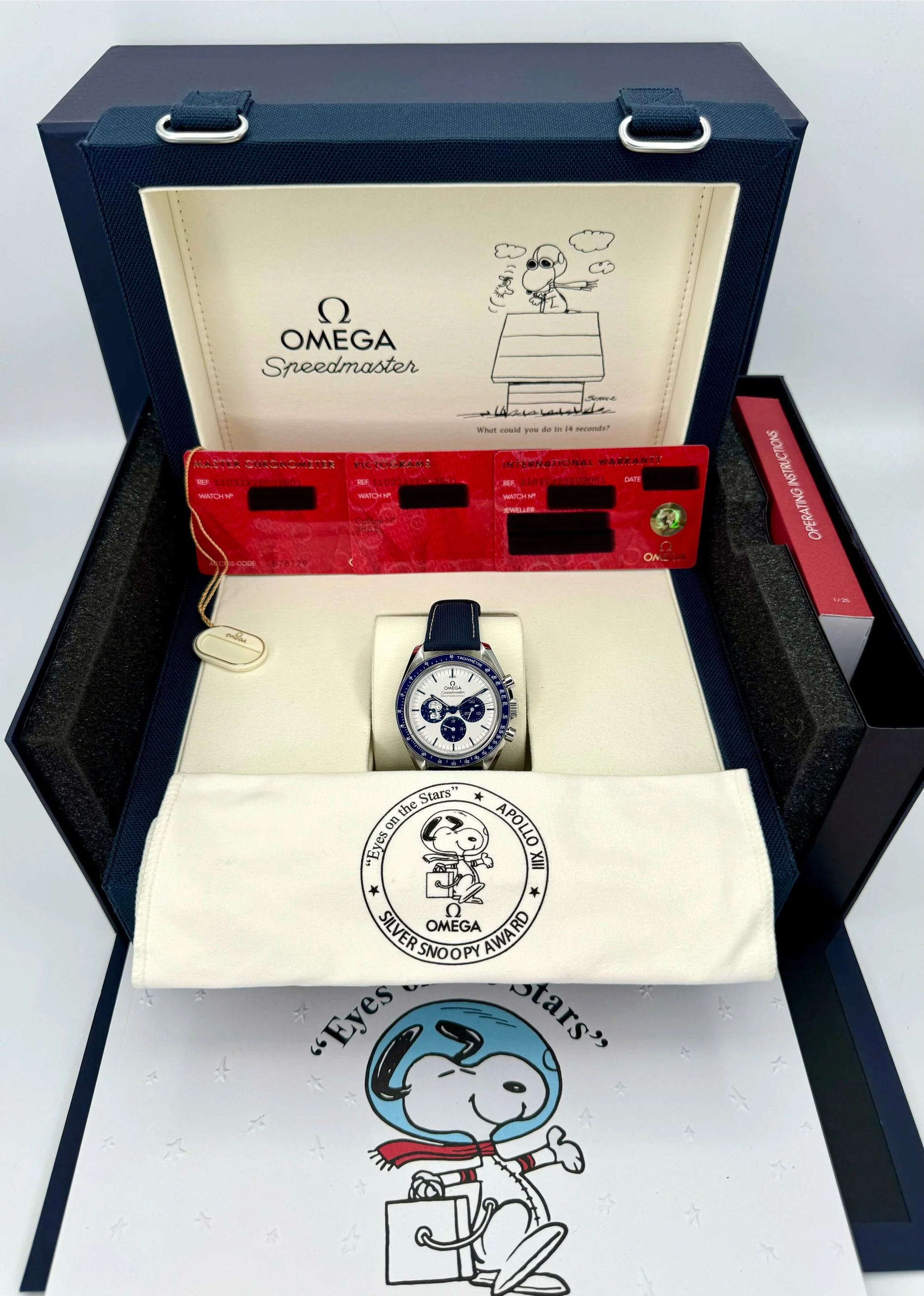 NEW 2023 Omega Speedmaster Silver Snoopy Award 310.32.42.50.02.001 - Image 13