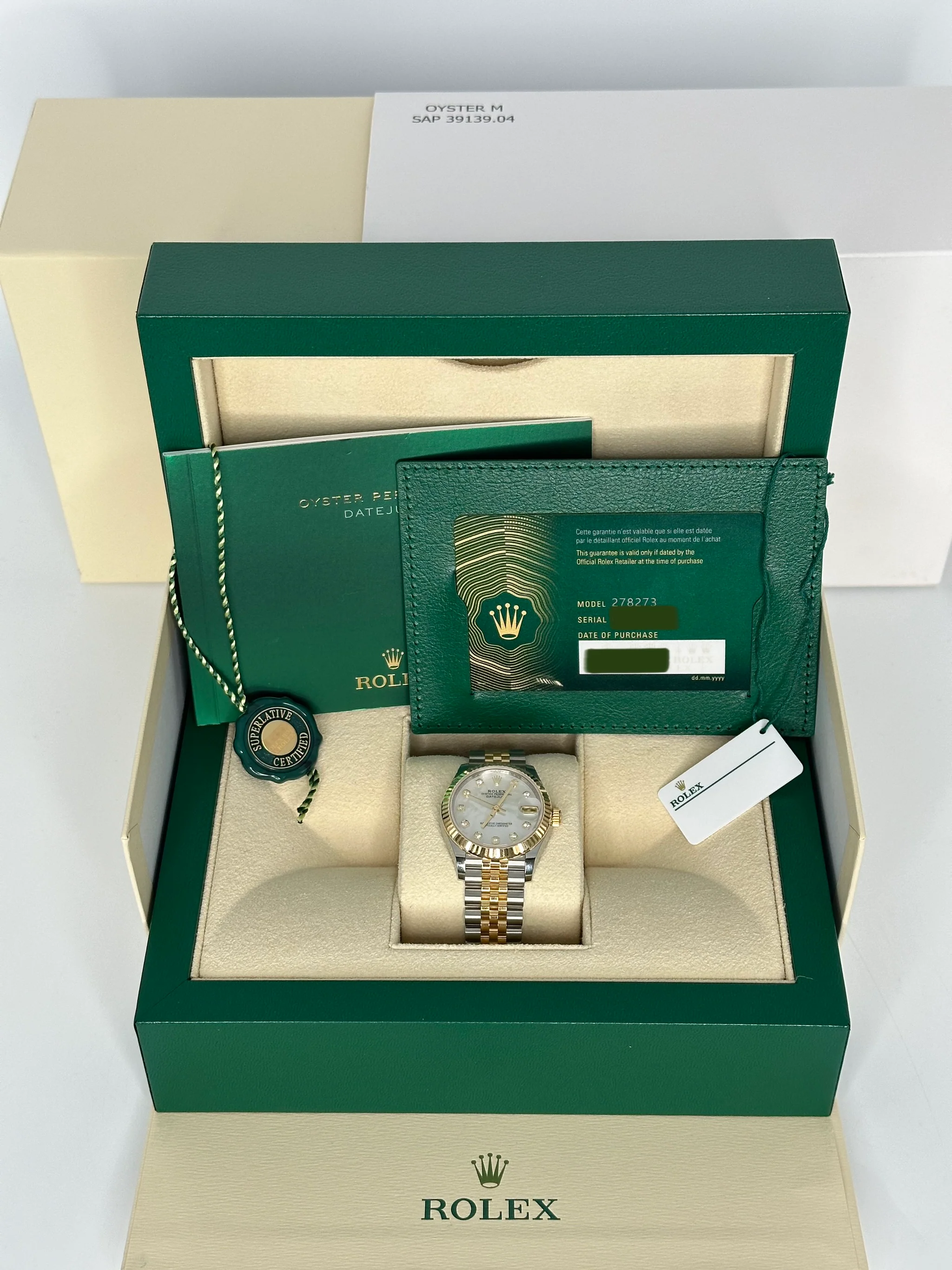 NEW 2023 Rolex Datejust 31mm 278273 Two-Tone Jubilee MOP Diamond Dial - Image 12