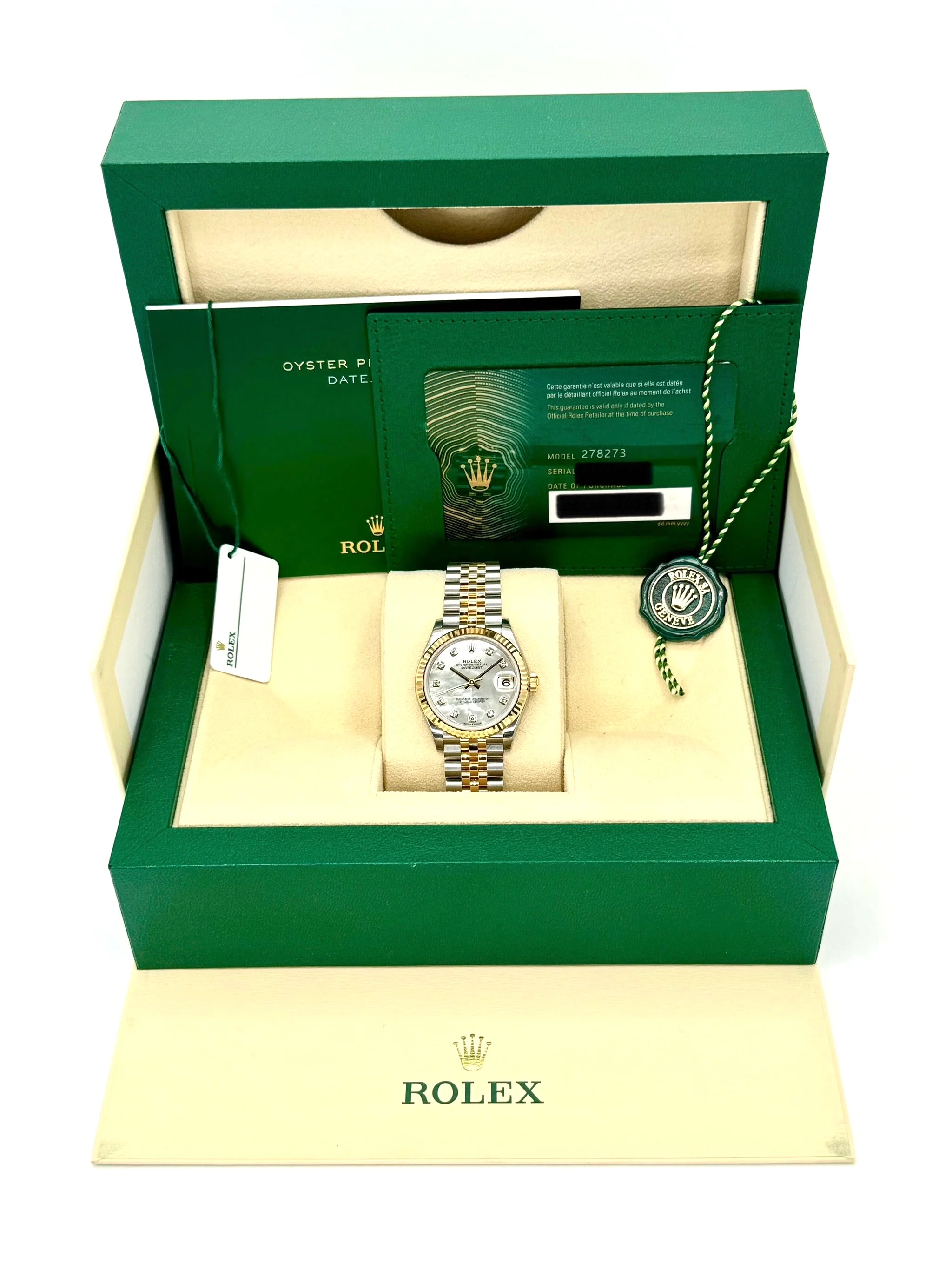NEW 2023 Rolex Datejust 31mm 278273 Two-Tone Jubilee MOP Dimond Dial - Image 11