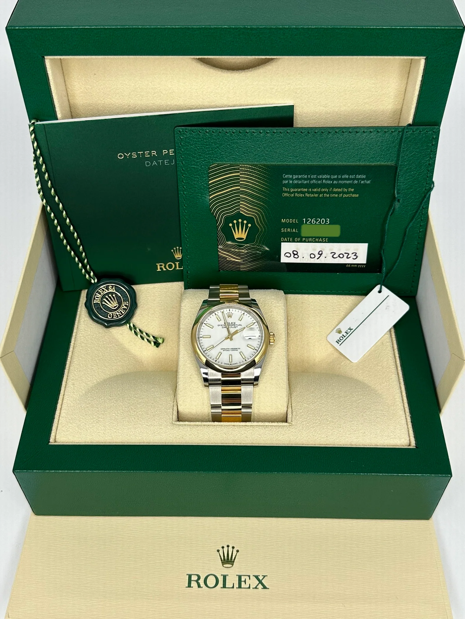 NEW 2023 Rolex Datejust 36mm 126203 Two-Tone Oyster White Stick Dial - Image 11