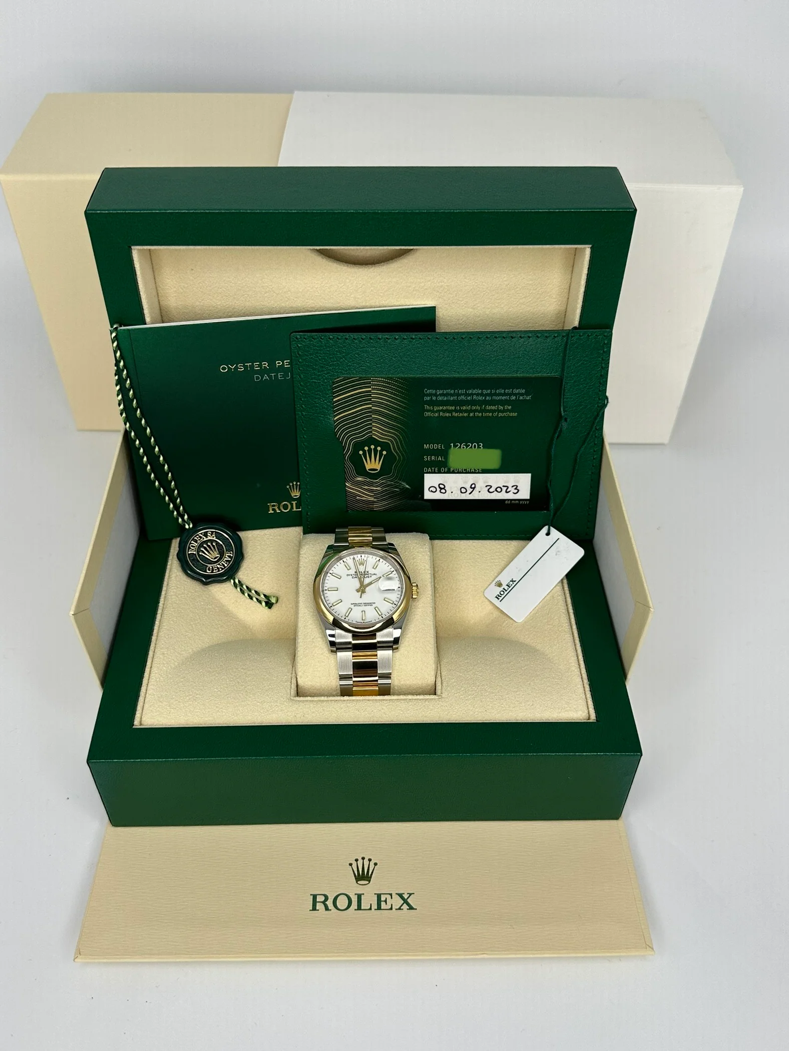 NEW 2023 Rolex Datejust 36mm 126203 Two-Tone Oyster White Stick Dial - Image 12