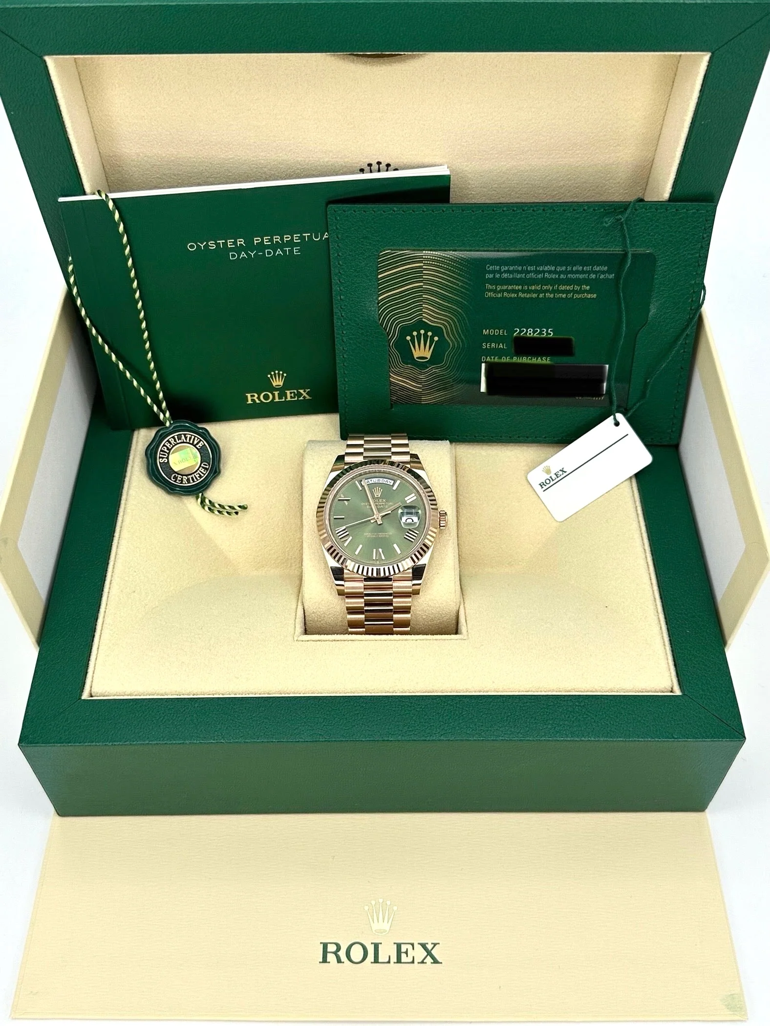 NEW 2024 Rolex Day-Date 40mm 228235 Presidential Rose Gold Olive Dial - Image 11