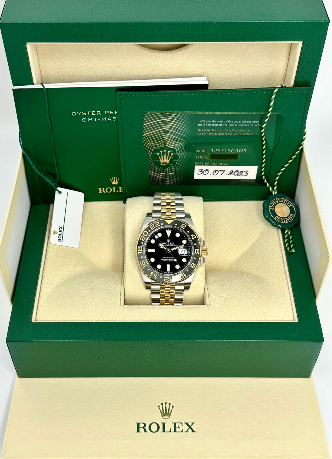 NEW 2023 Rolex GMT-Master II 40mm 126713GRNR Two-Tone Jubilee Black Dial - Image 11