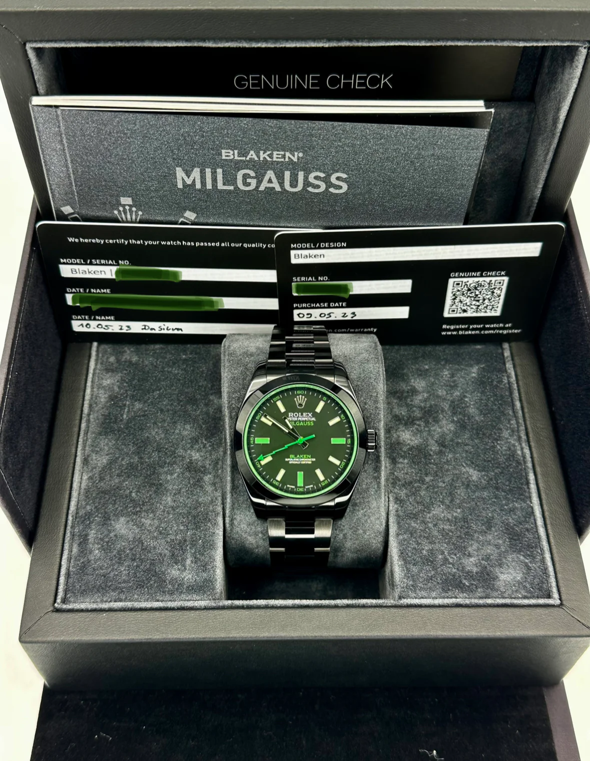 NEW 2023 Rolex Milgauss "Blaken" 40mm 116400GV DLC Black Green Viper - Image 11