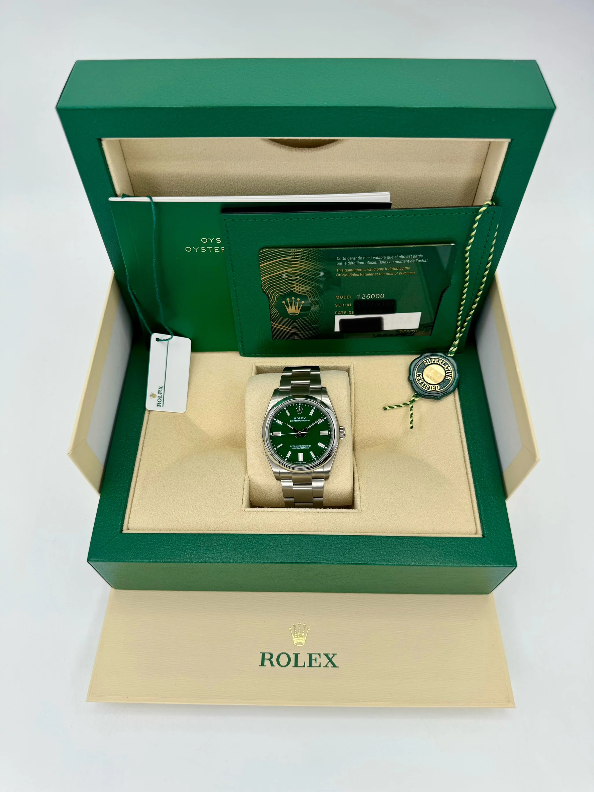 NEW 2023 Rolex Oyster Perpetual 36mm 126000 Green Dial - Image 11