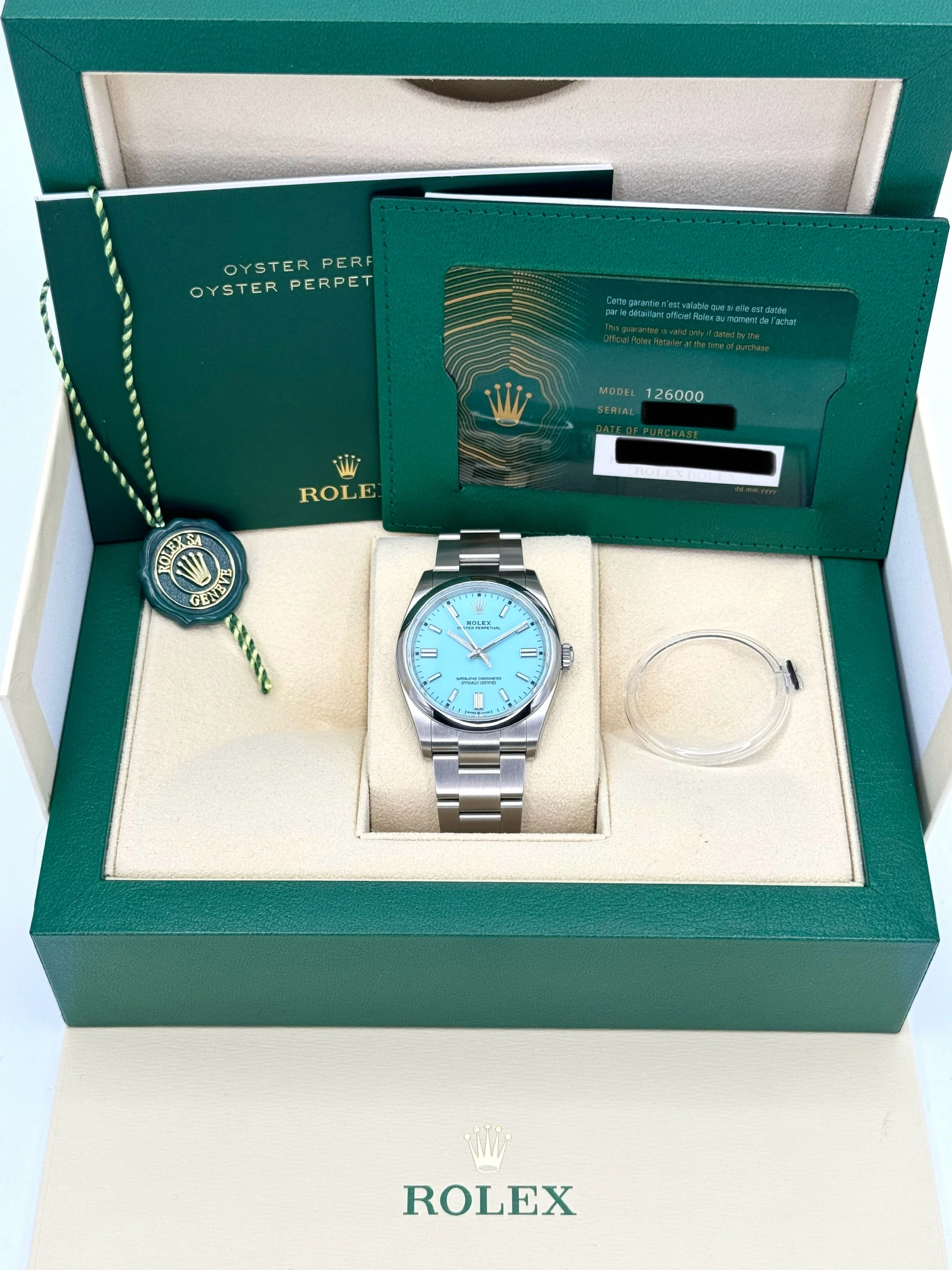 NEW 2023 Rolex Oyster Perpetual 36mm 126000 Tiffany Blue Dial - Image 11