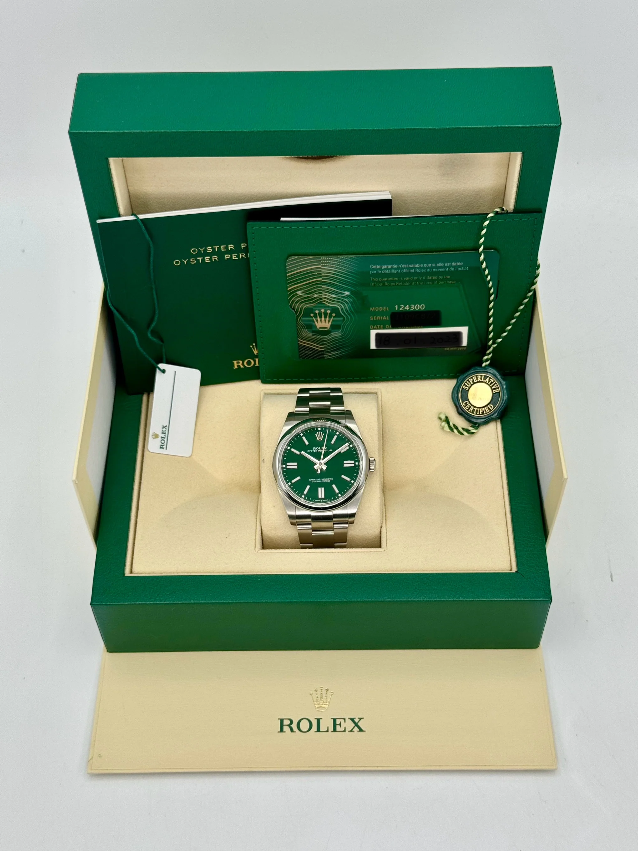 NEW 2023 Rolex Oyster Perpetual 41mm 124300 Green Dial - Image 11