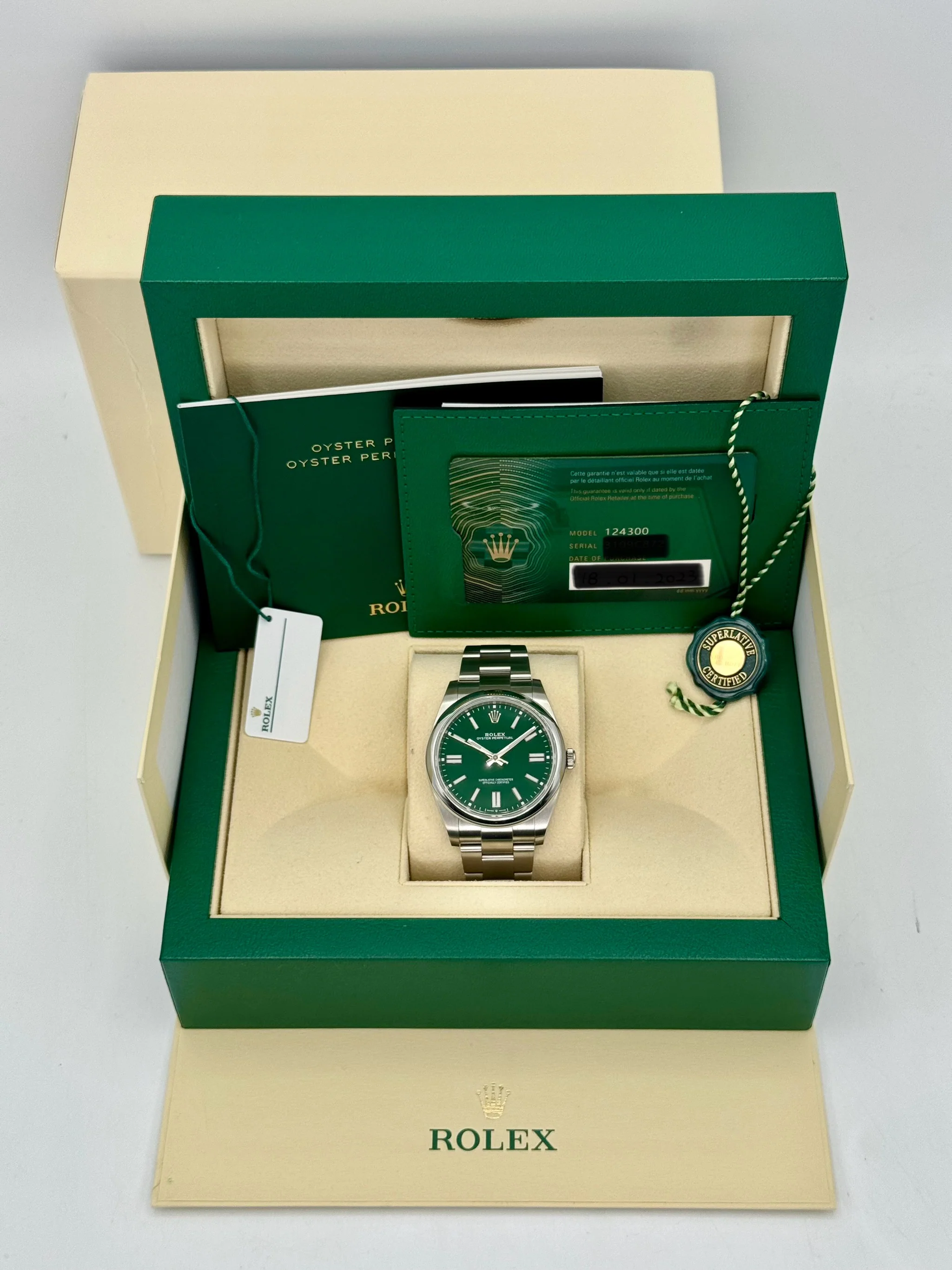 NEW 2023 Rolex Oyster Perpetual 41mm 124300 Green Dial - Image 12