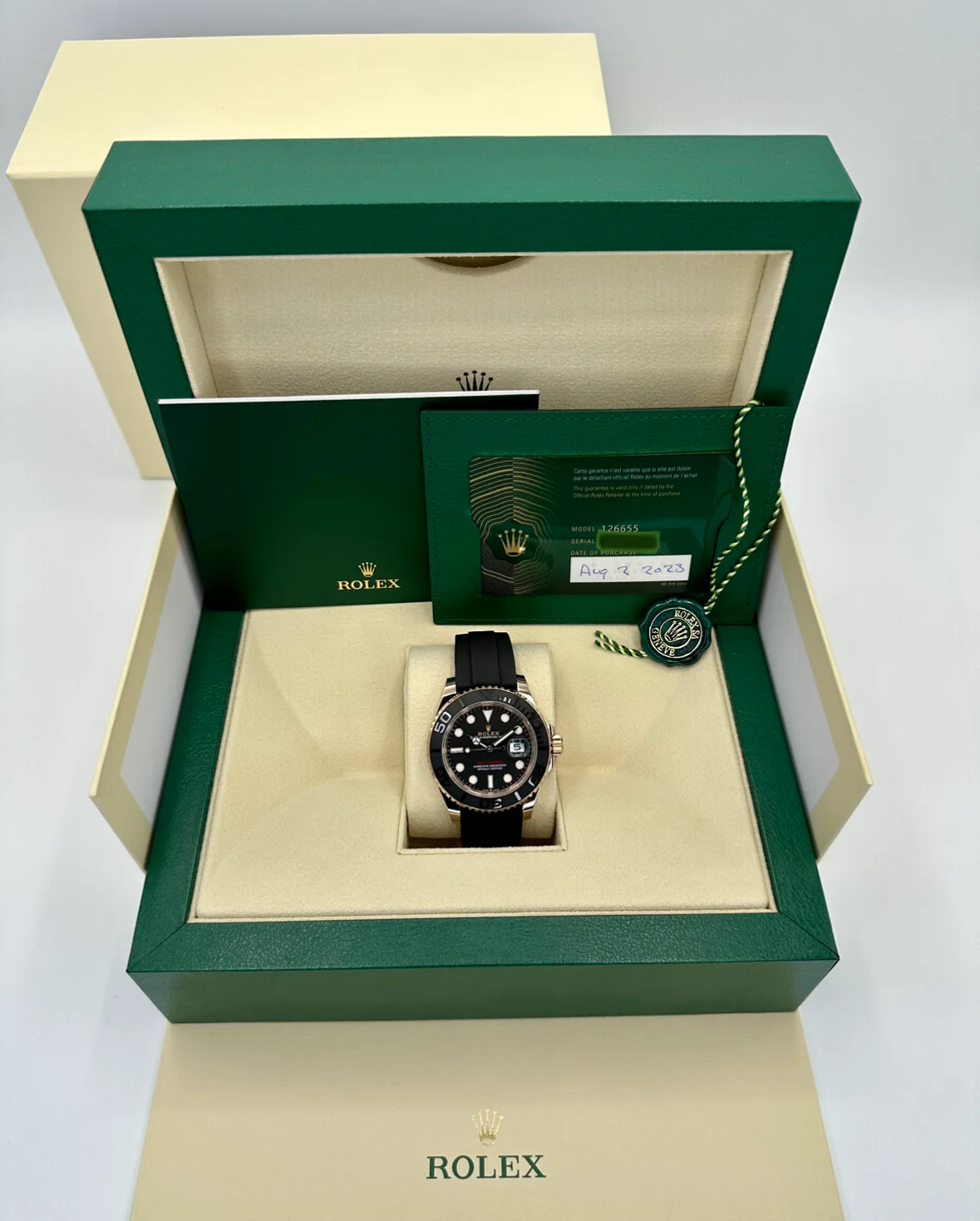 NEW 2023 Rolex Yacht-Master 40mm 126655 Rose Gold Oysterflex Black Dial - Image 12