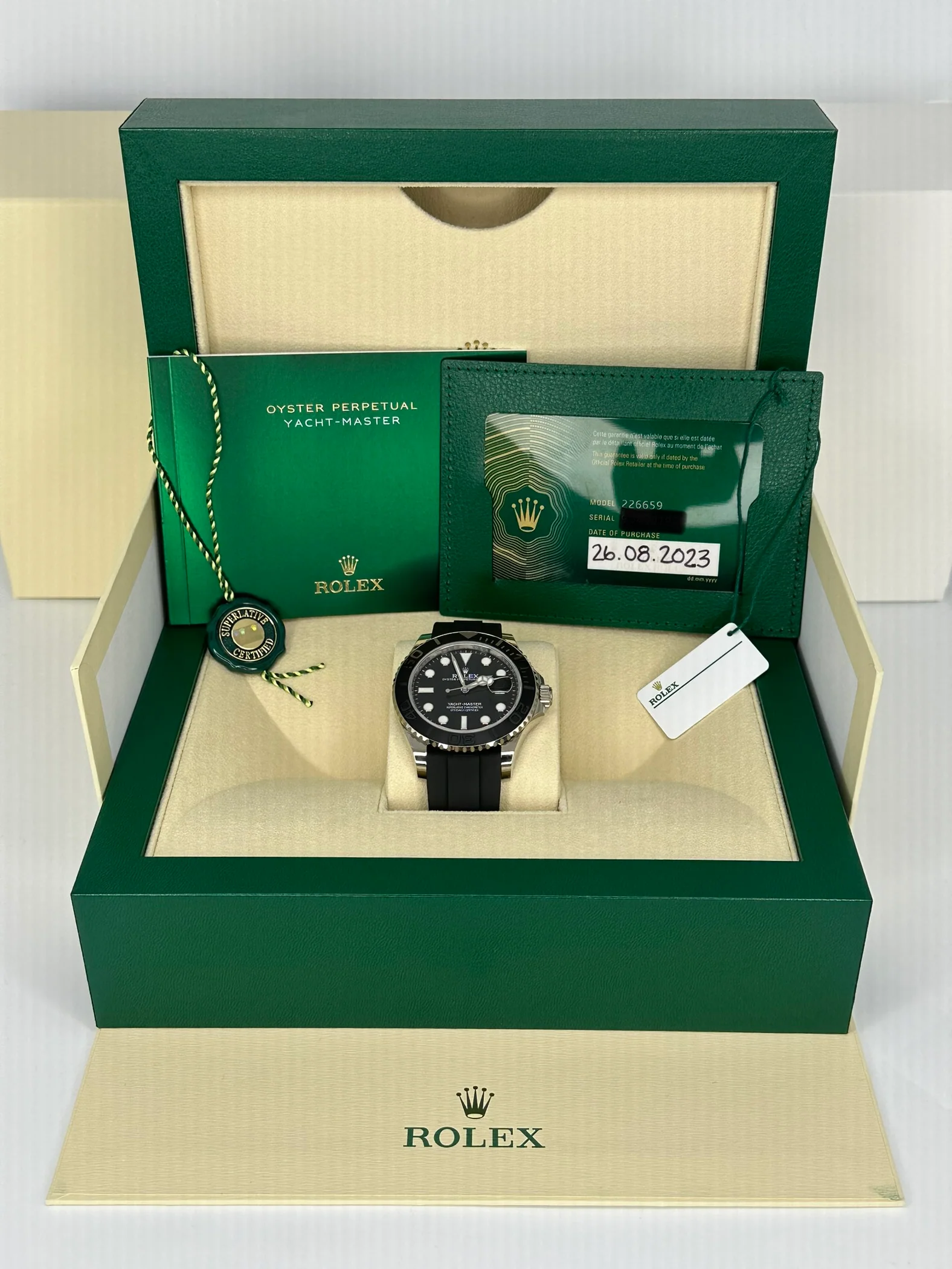 NEW 2023 Rolex Yacht-Master 42mm 226659 White Gold Oysterflex Black Dial - Image 12
