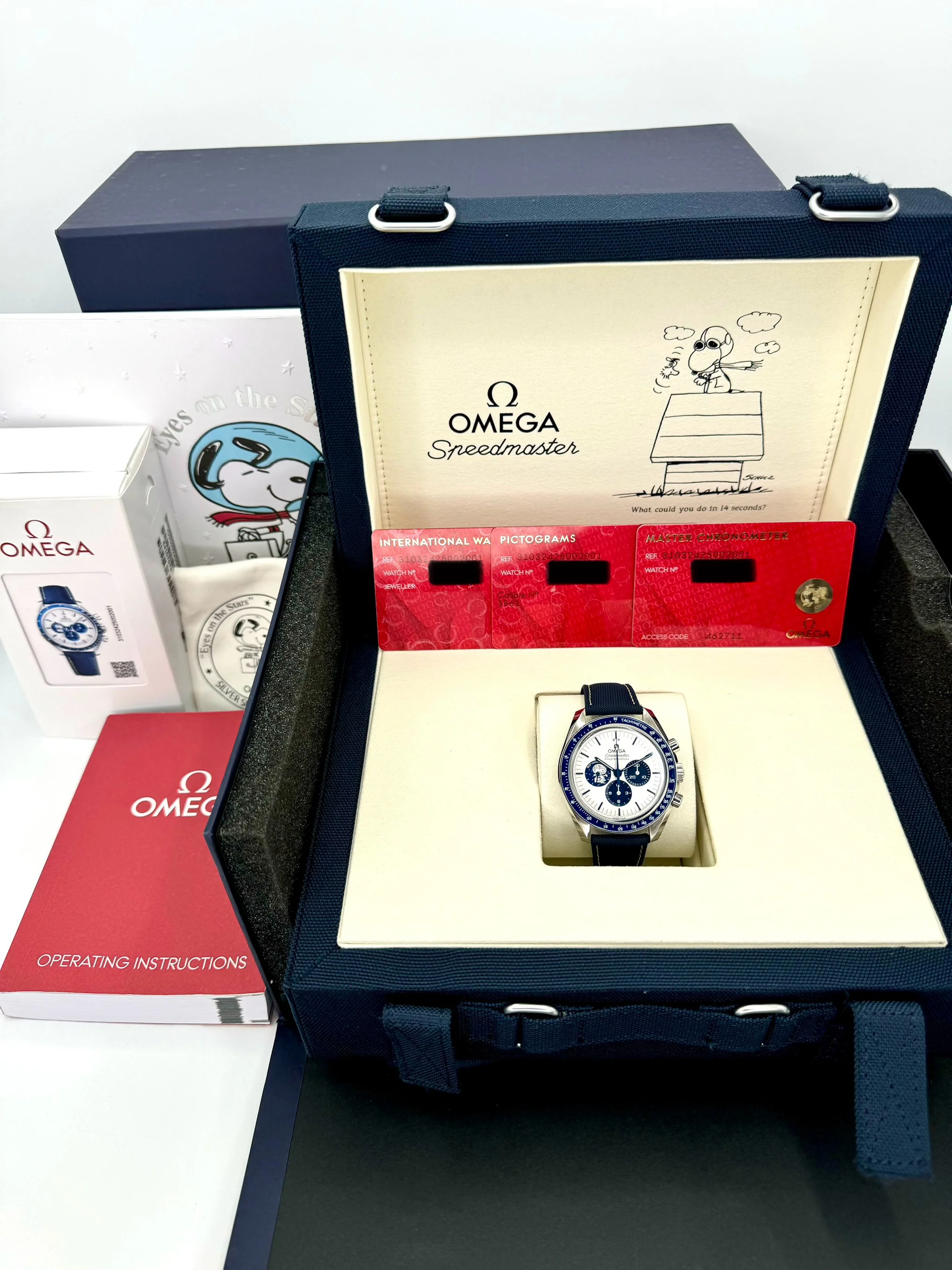 NEW 2023 Omega Speedmaster Silver Snoopy Award 310.32.42.50.02.001 - Image 12