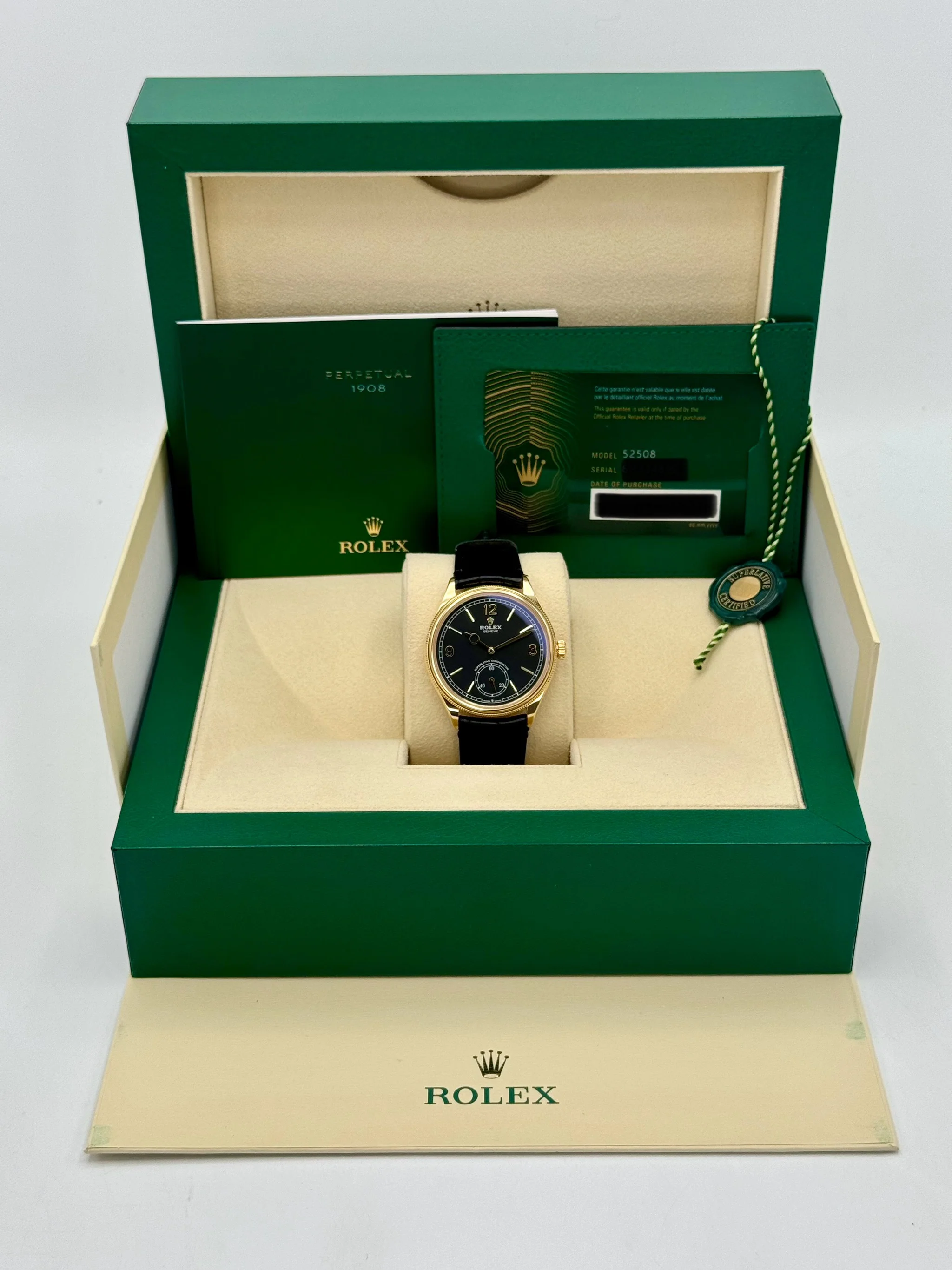 NEW 2024 Rolex 1908 39mm 52508 Yellow Gold Black Dial - Image 12