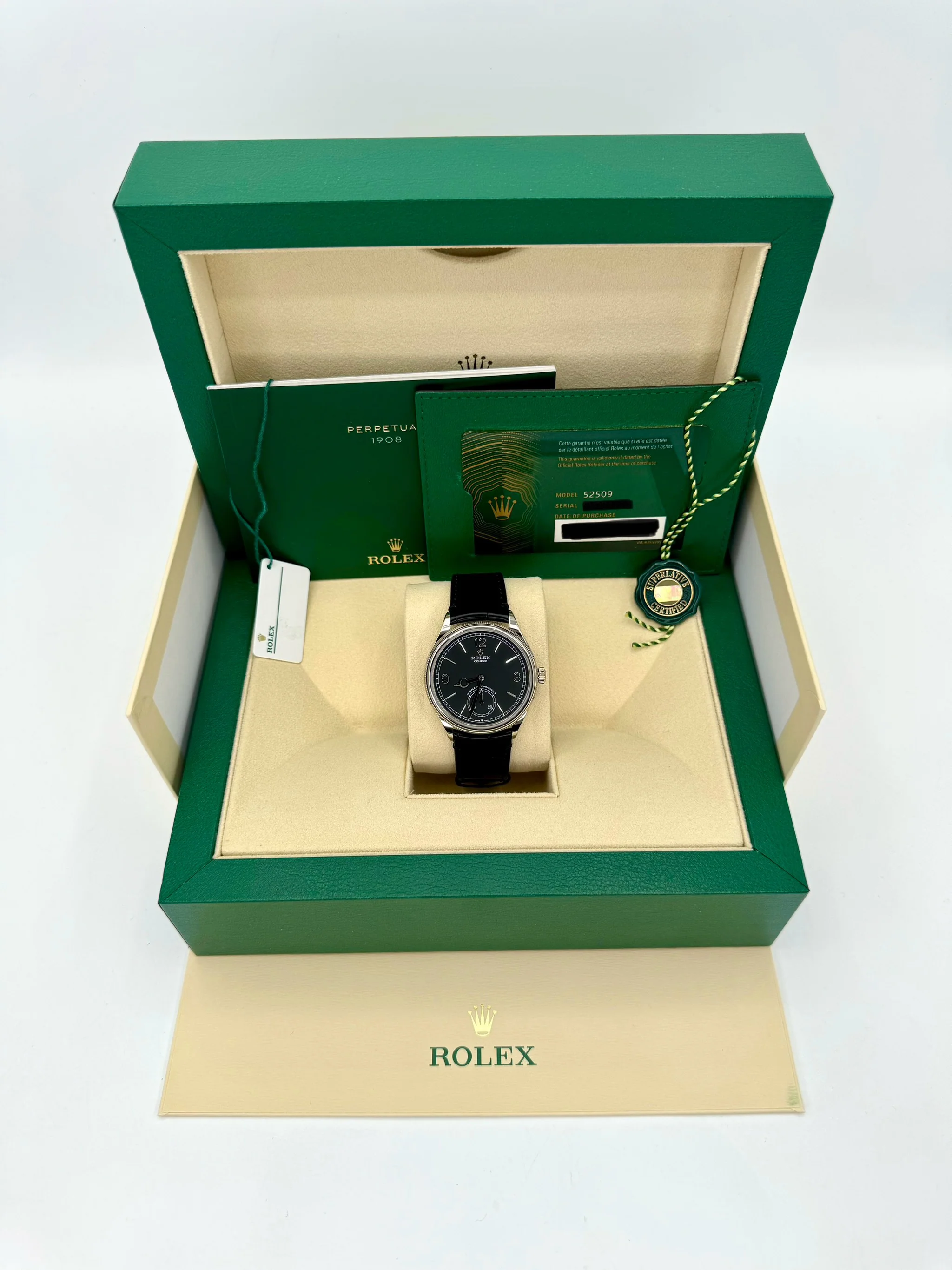 NEW 2024 Rolex 1908 39mm 52509 18k White Gold Black Dial - Image 12