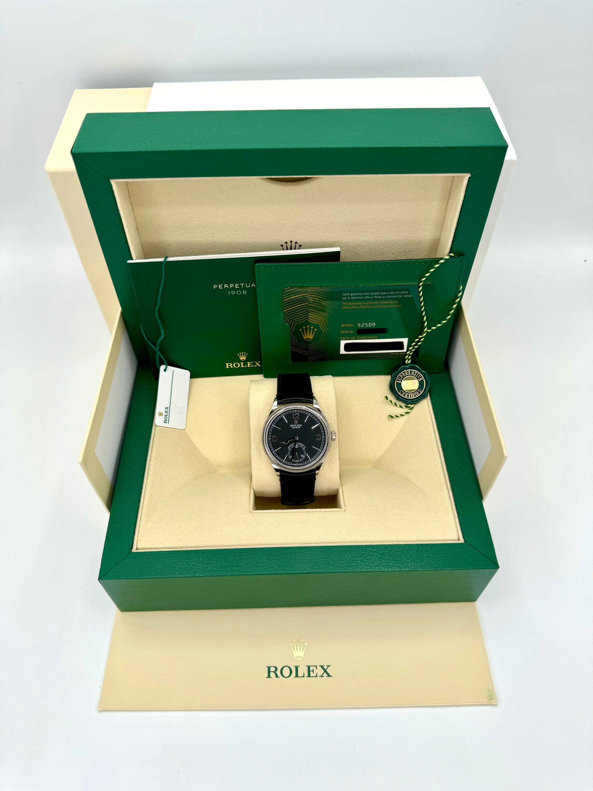 NEW 2024 Rolex 1908 39mm 52509 18k White Gold Black Dial - Image 13