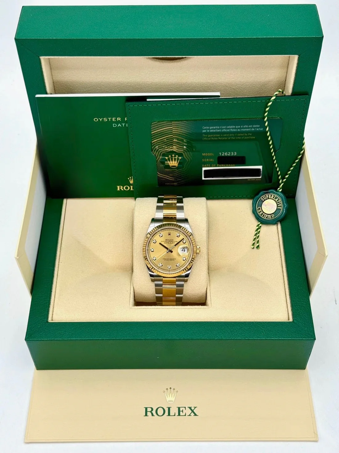 NEW 2025 Rolex Datejust 36mm 126233 Two-Tone Champagne Diamond Dial - Image 9