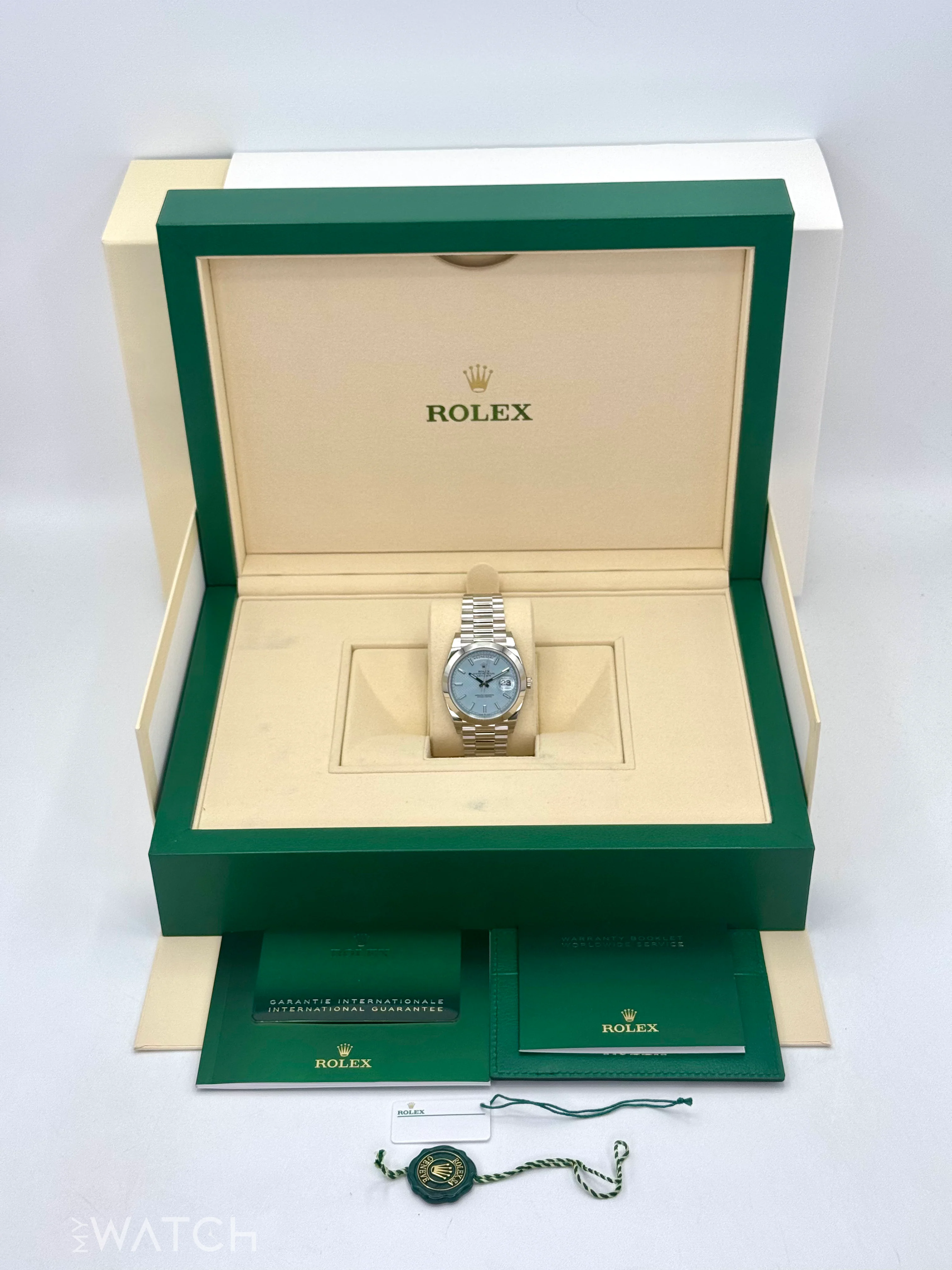 NEW 2024 Rolex Day-Date 40mm 228206 Platinum Blue Motif Dial - Image 10