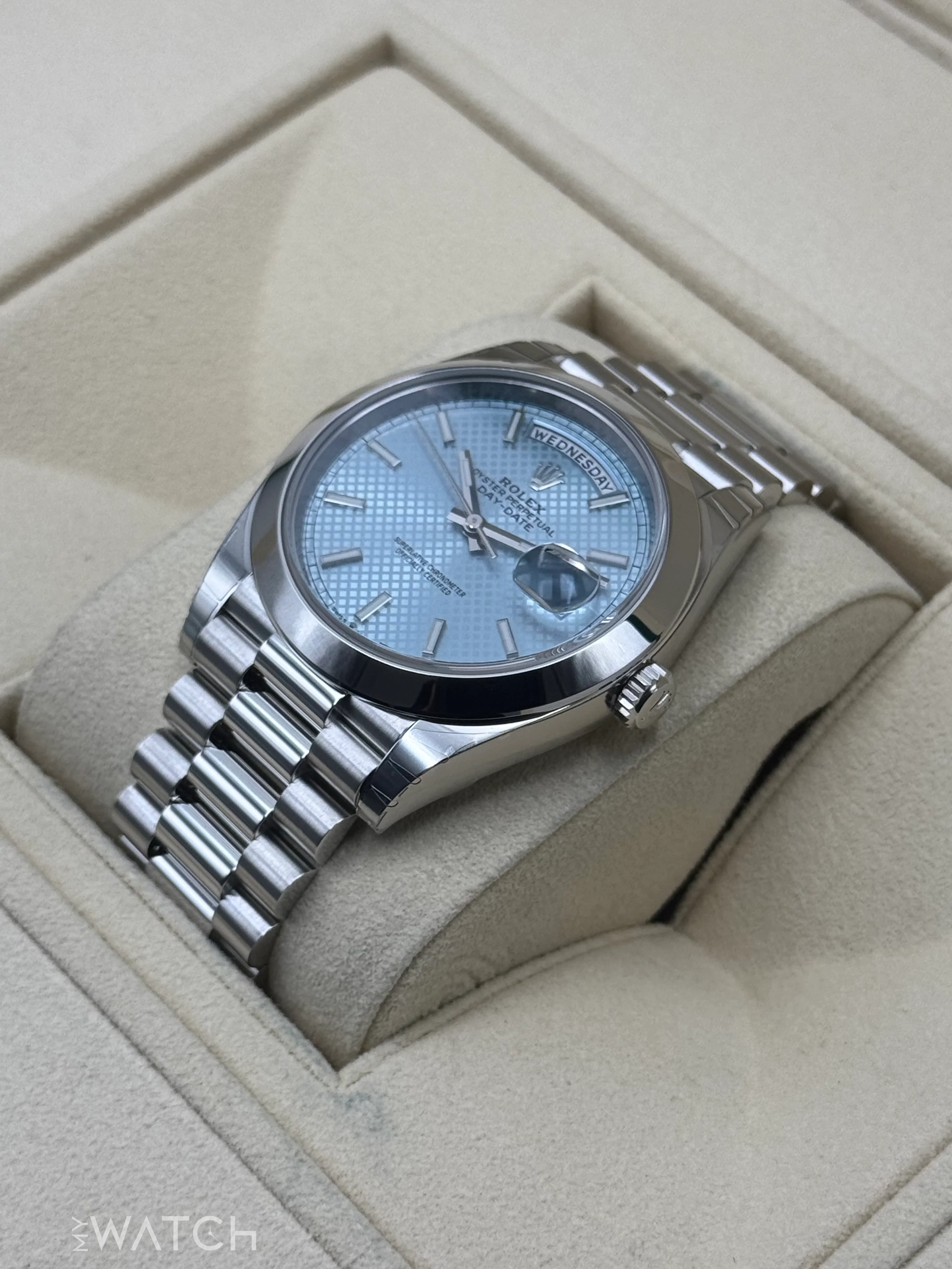 NEW 2024 Rolex Day-Date 40mm 228206 Platinum Blue Motif Dial - Image 6