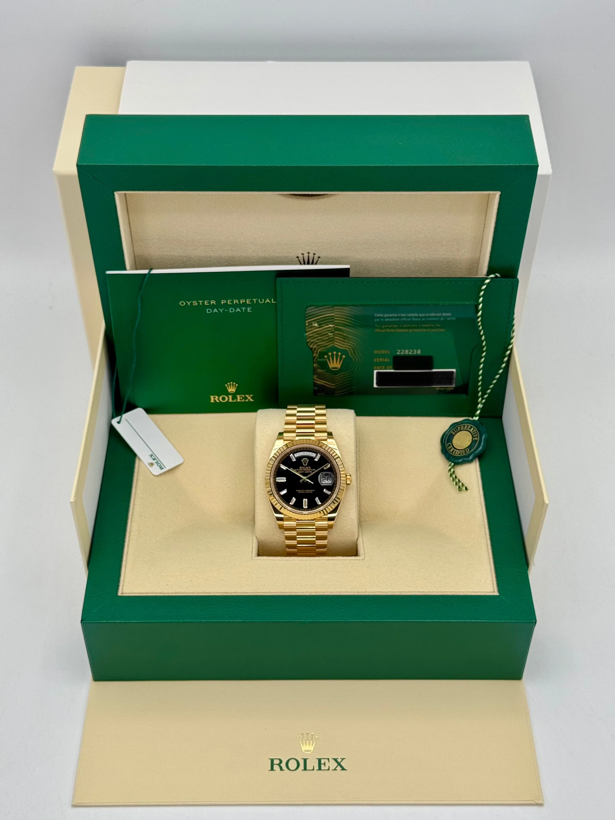 NEW 2025 Rolex Day-Date 40mm 228238 Black Diamond Baguette Dial - Image 10