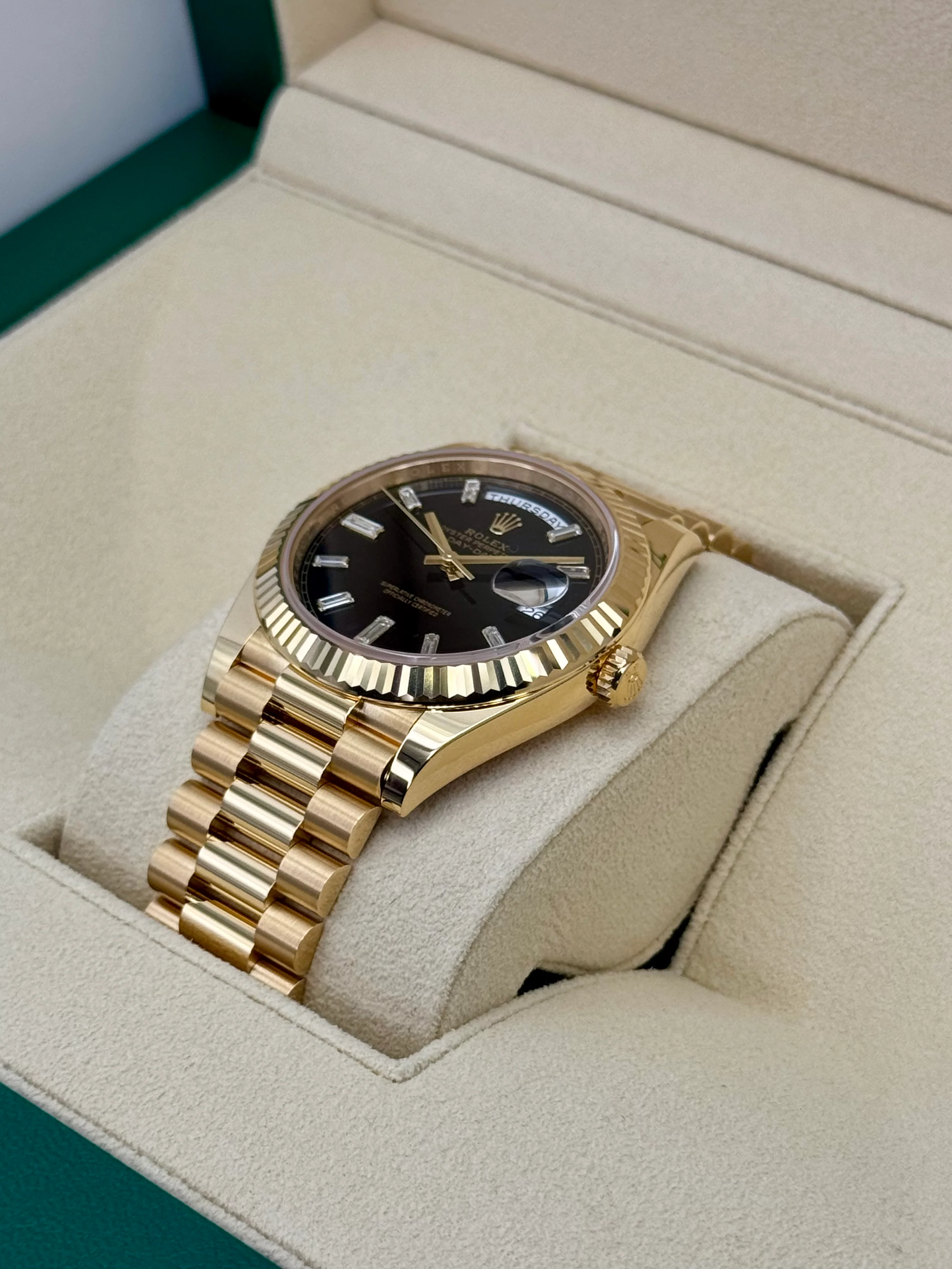 NEW 2025 Rolex Day-Date 40mm 228238 Black Diamond Baguette Dial - Image 5