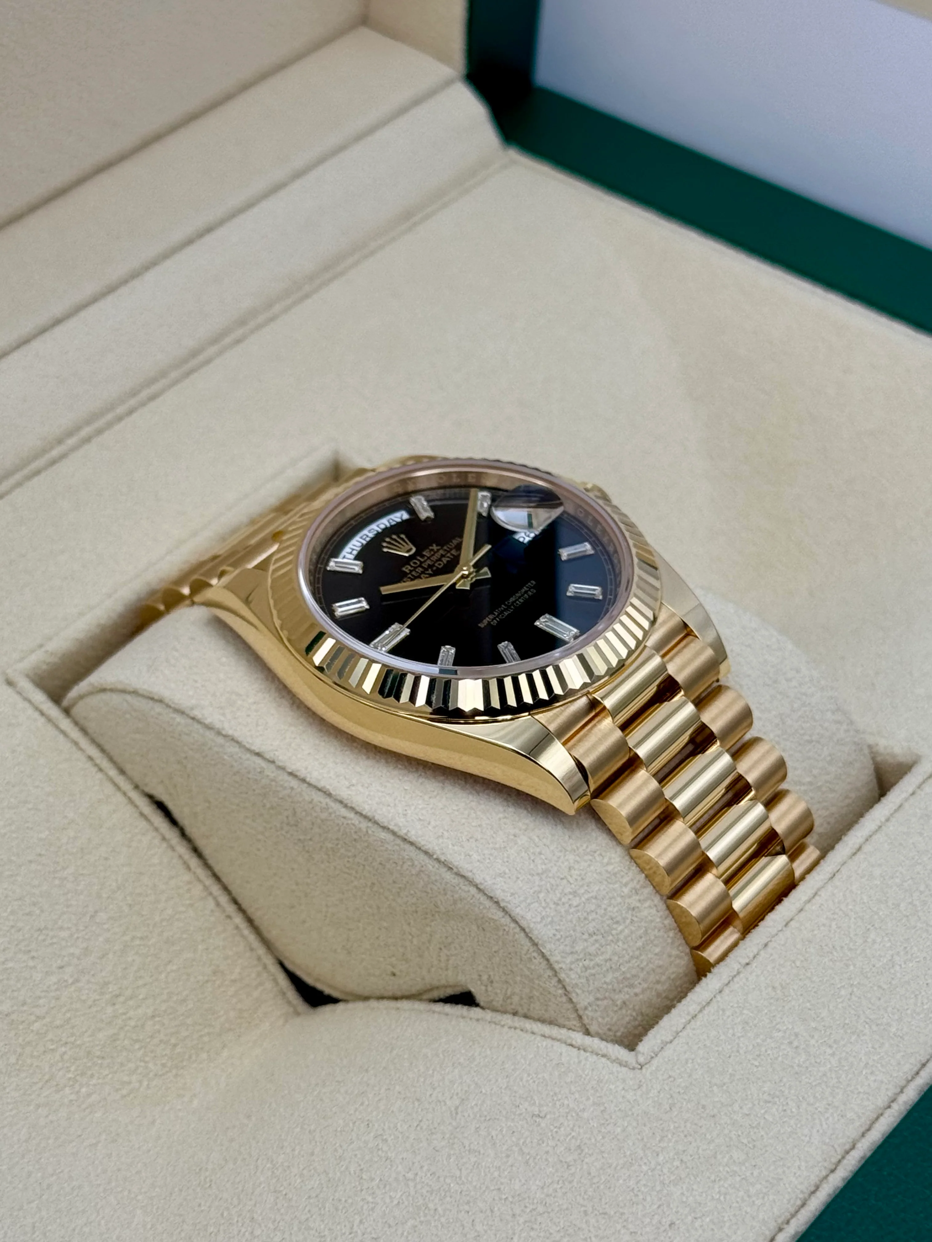 NEW 2025 Rolex Day-Date 40mm 228238 Black Diamond Baguette Dial - Image 6