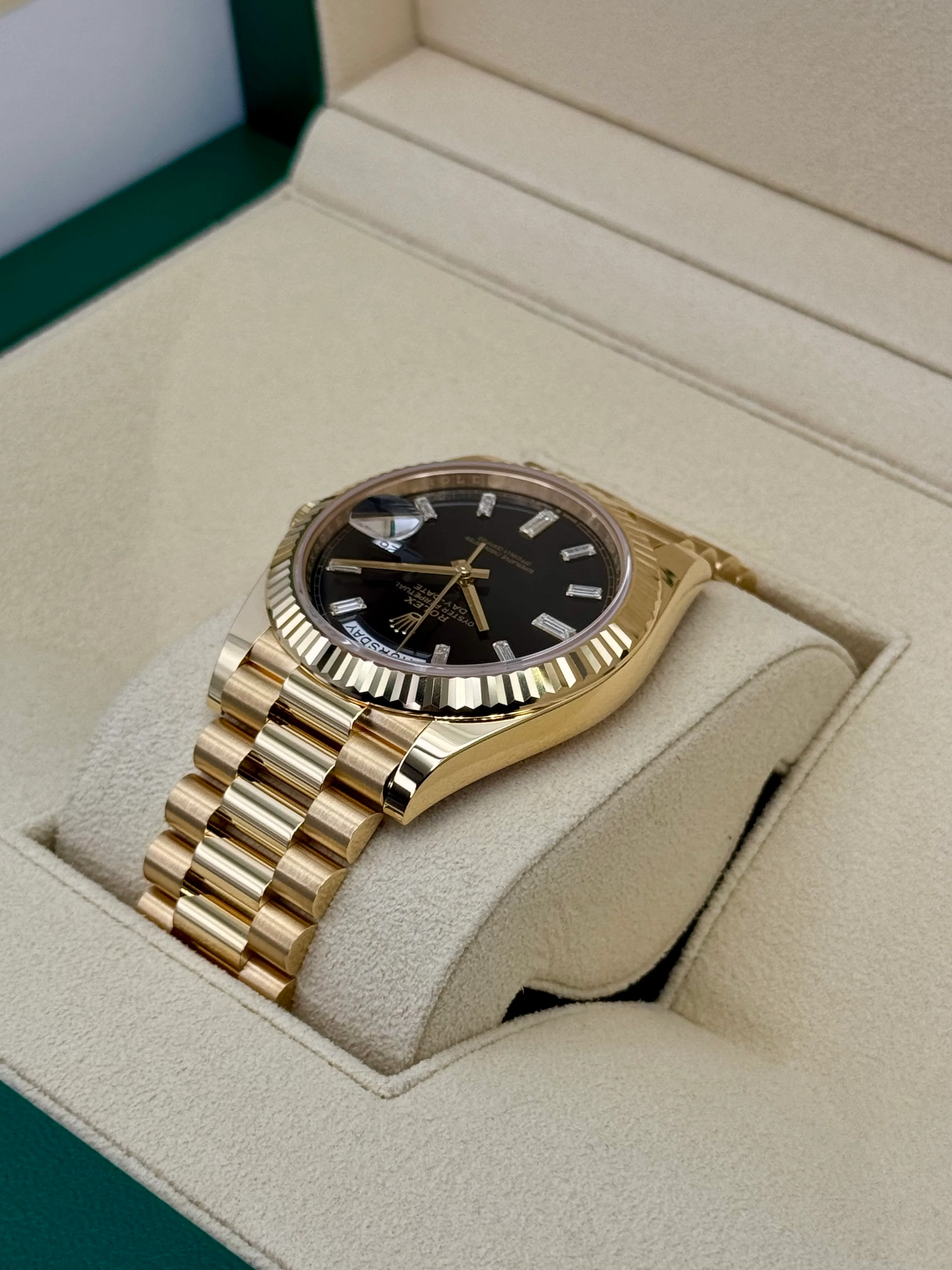 NEW 2025 Rolex Day-Date 40mm 228238 Black Diamond Baguette Dial - Image 7